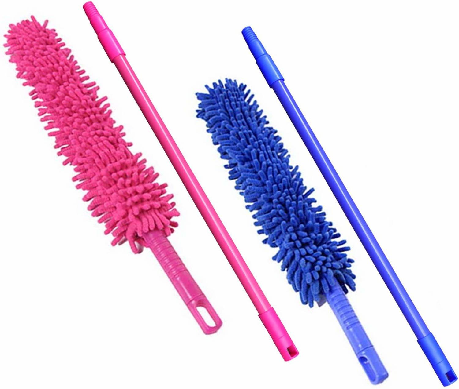 ALLEXTREME Microfiber Brush with Flexible Plastic Handle Chenille Duster Washable Cleaning Mop for Cars Fans Ceiling Furniture & Home Wet and Dry Duster Set