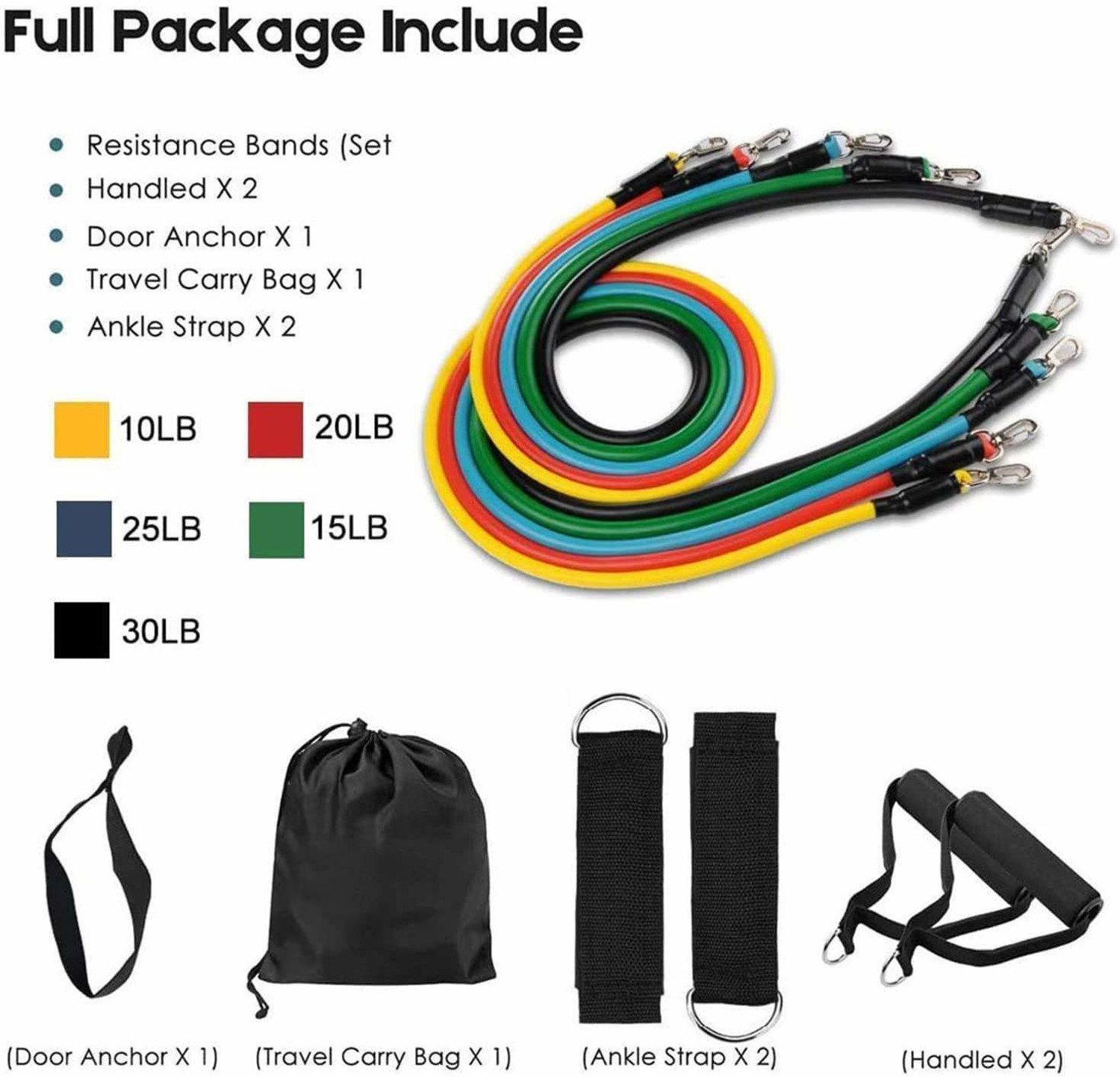 Image of Neel Resistance Band Toning Tube with (15-50 lbs) Resistance Tube