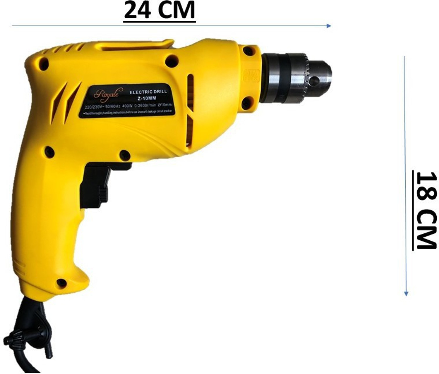Image of Zebra Premium Tools 400W Screwdriver Reversible 10MM Hammer Drill Machine Home Drilling Variable Spd Z-10MM Pistol Grip Drill