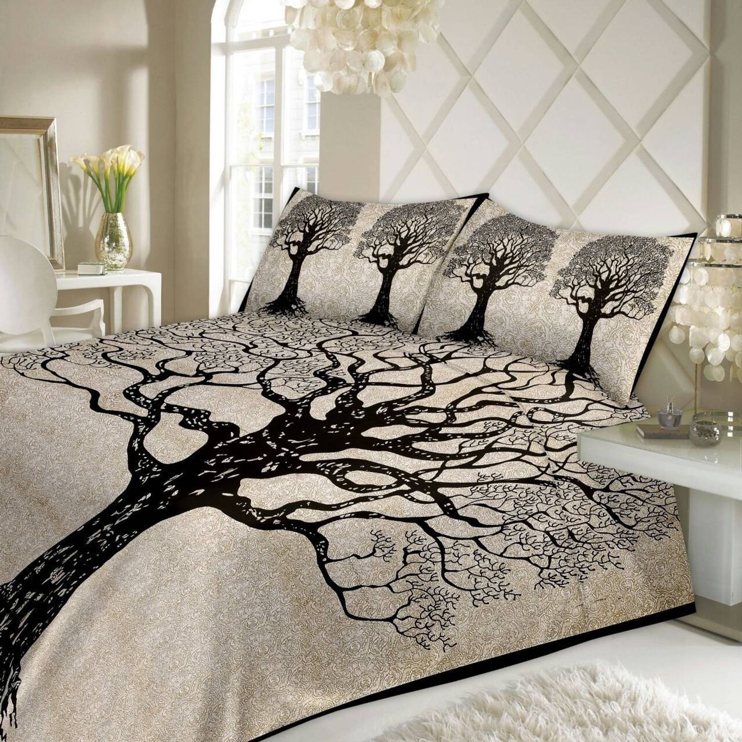 Aaradhya Fashion Cotton Queen Fitted (Elastic) 200 TC Printed 1 Bedsheet with 2 Pillow Covers