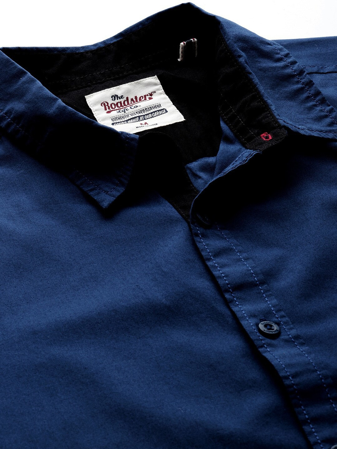 Image of Roadster Men Solid Casual Dark Blue Shirt