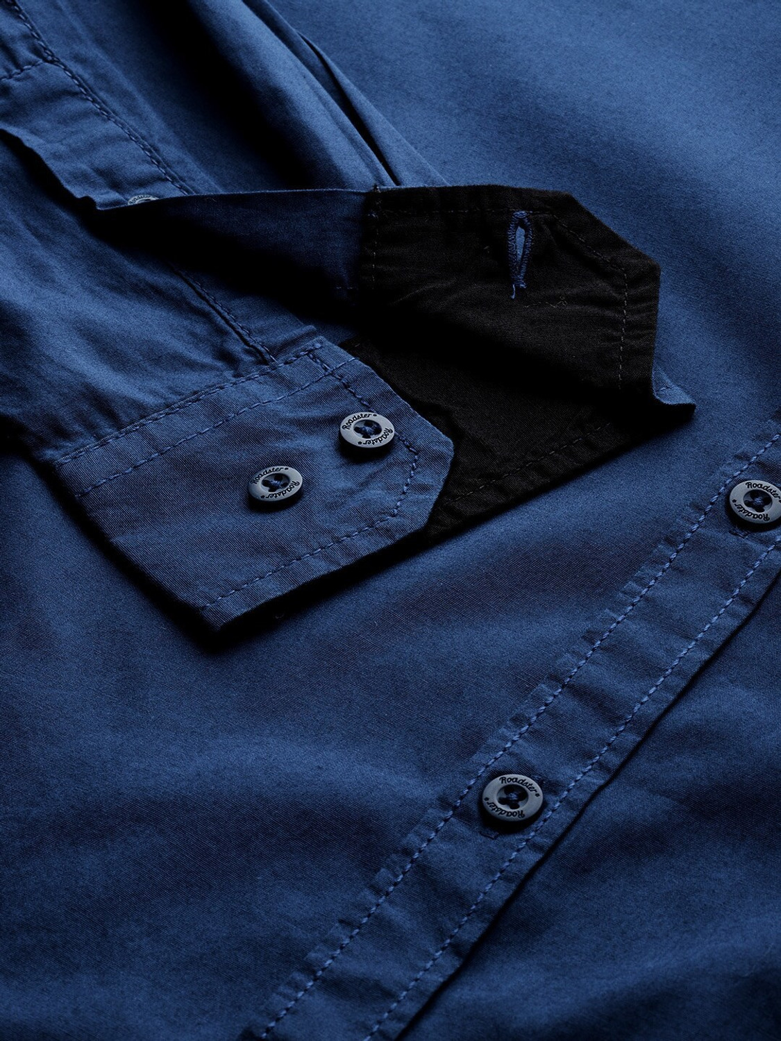 Image of Roadster Men Solid Casual Dark Blue Shirt