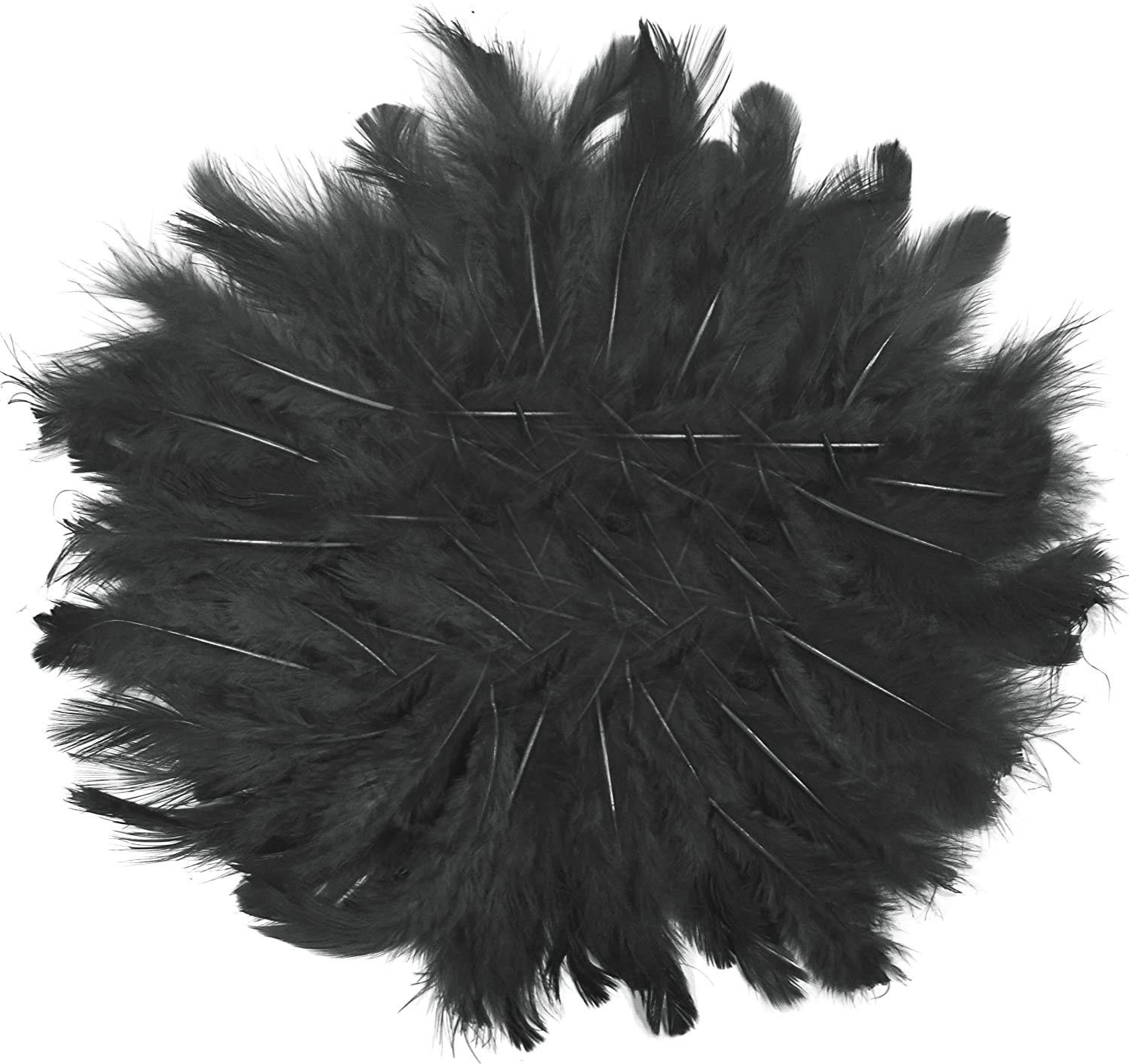 Adhvik Natural Dyed Black Multi-Purpose Craft Feathers (Approximately 80pc) for Dream Catcher Artificial Jewelry Making Art & Craftworks Decorations Diy Hobby Crafts Kids Projectworks Scrapbooking