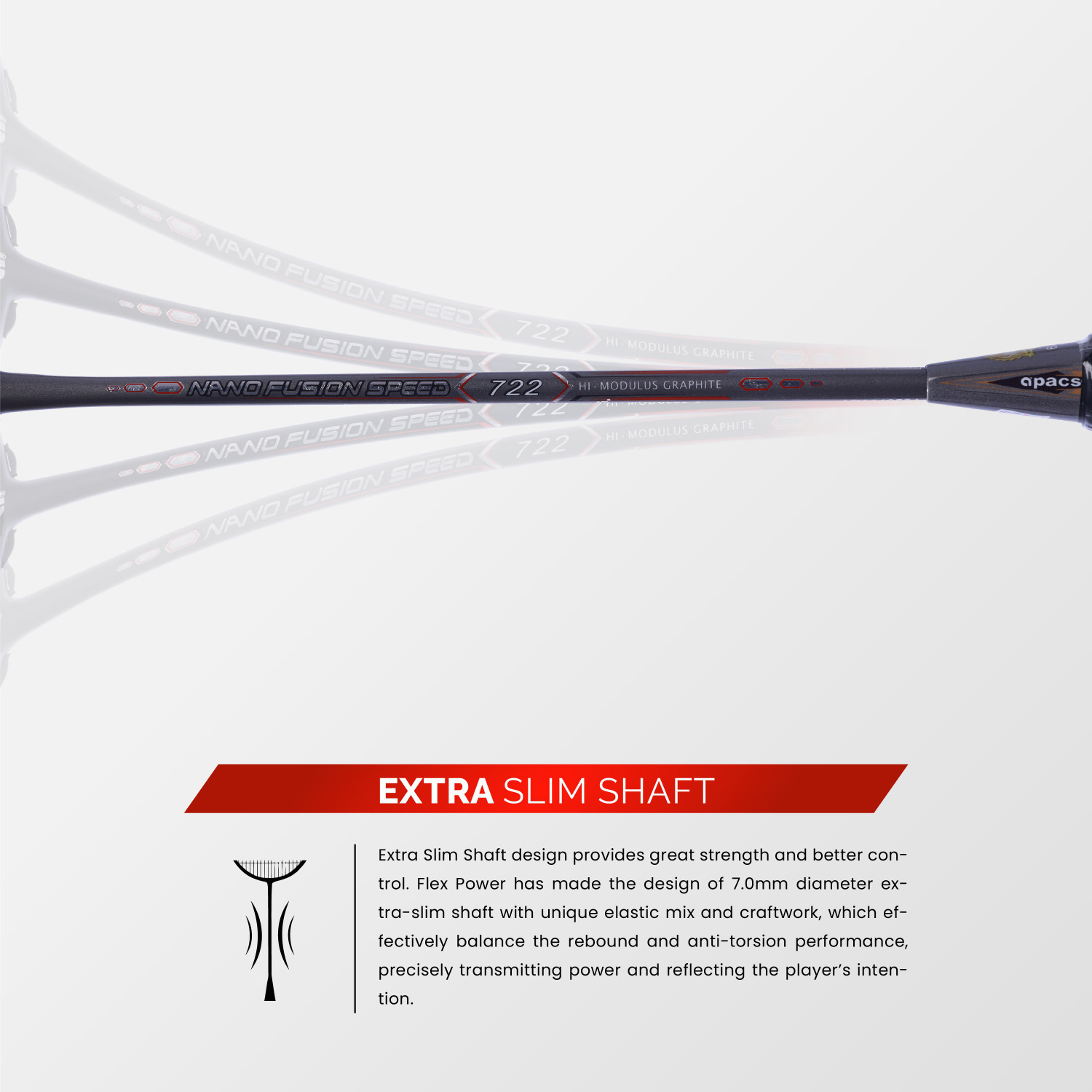 Image of apacs Nano Fusion Speed 722 (76g, 30LBS) Grey Unstrung Badminton Racquet