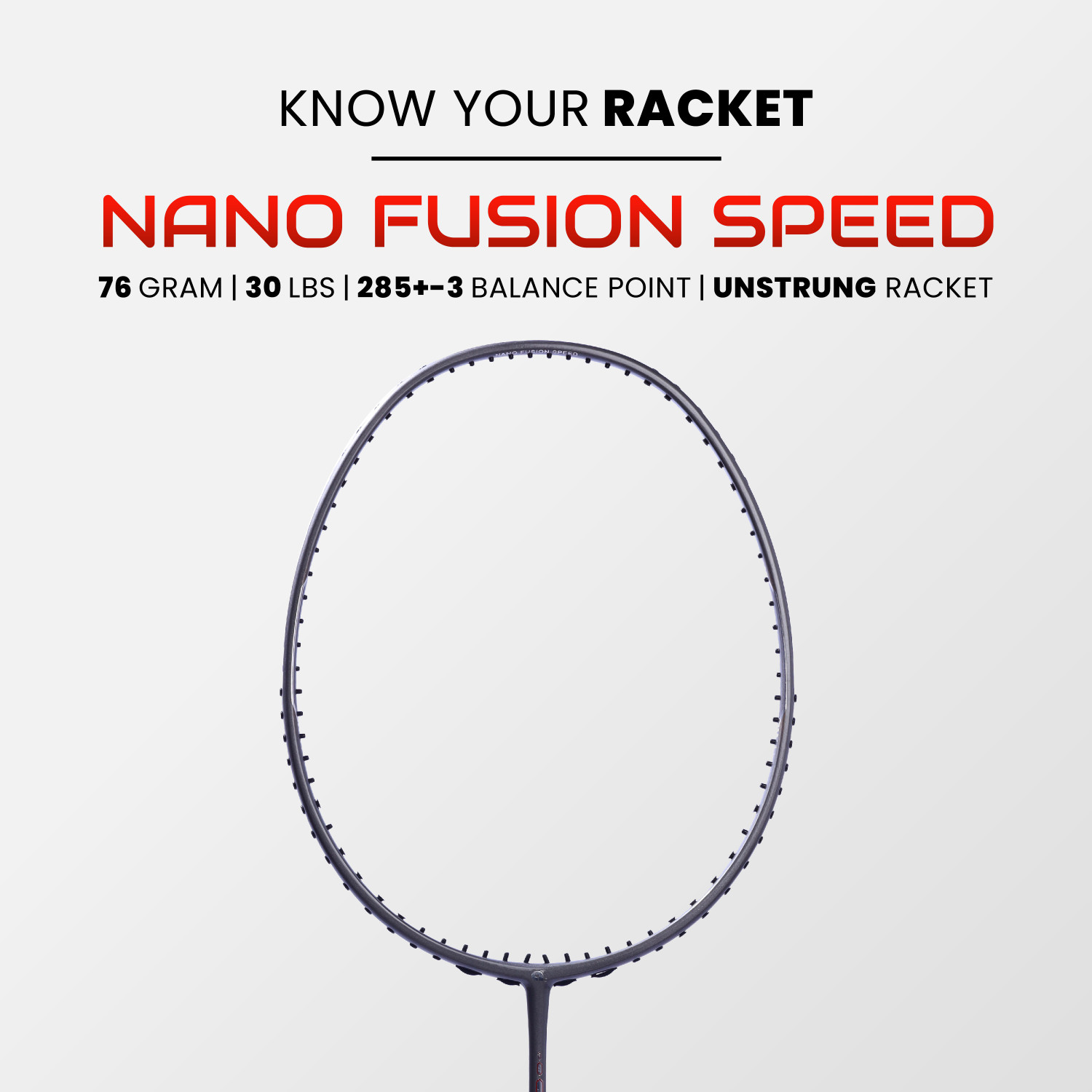 Image of apacs Nano Fusion Speed 722 (76g, 30LBS) Grey Unstrung Badminton Racquet