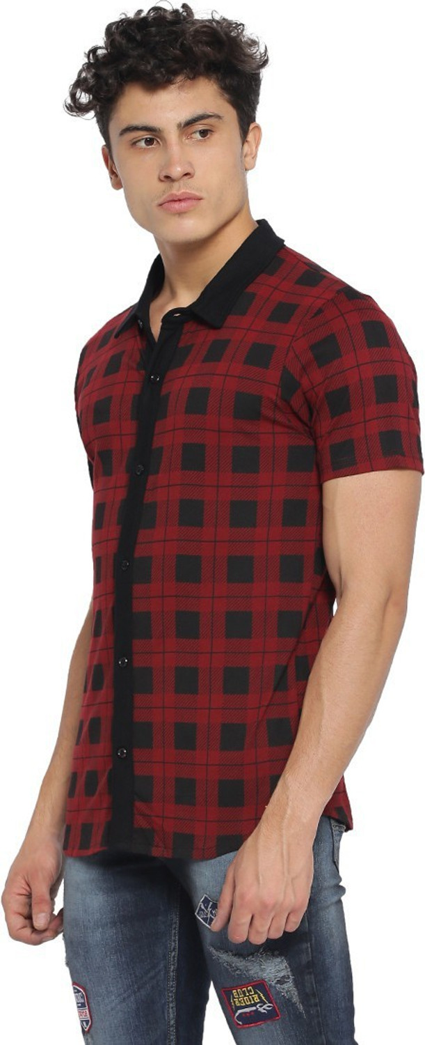 Image of CAMPUS SUTRA Men Checkered Casual Red, Black Shirt