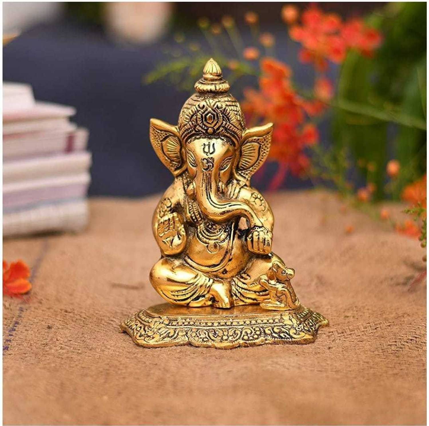 Fashion Bizz Ganesha Idol Ganesh Bhagwan Statue Hindu God Ganpati Murti For Home Pooja Entrance Decor Good Luck Vastu Decoration Showpiece Decorative Showpiece - 16 cm