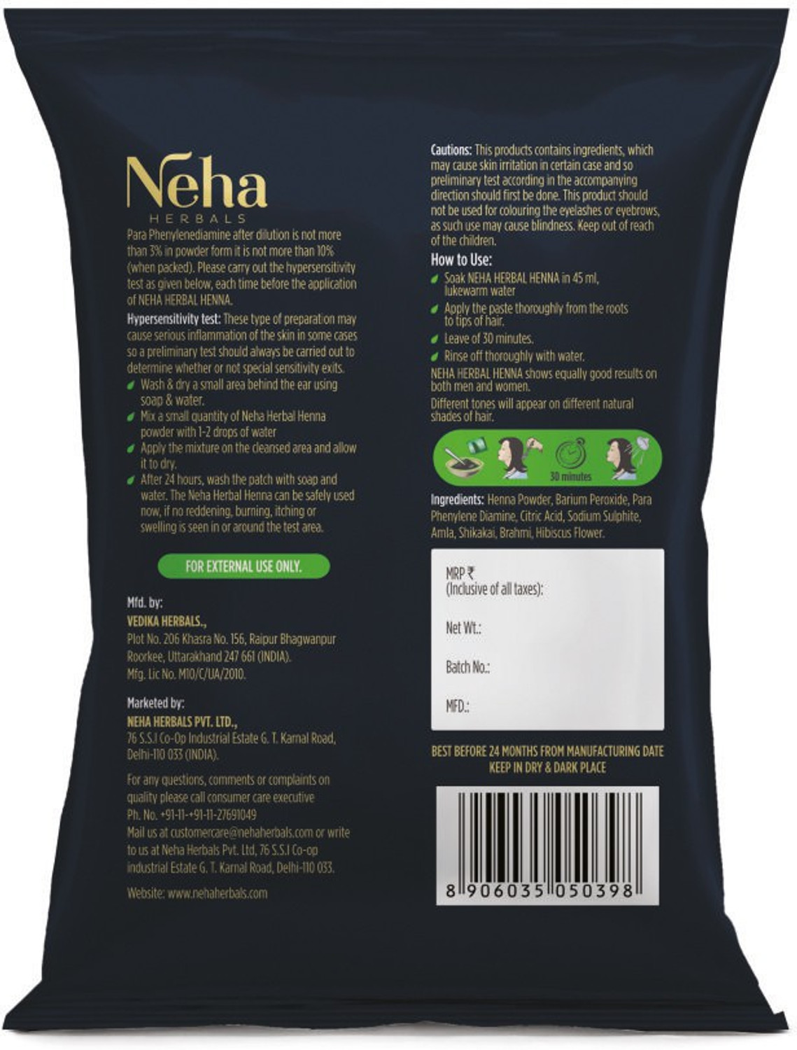 Image of Neha Herbals Neha Herbal Henna Hair Color - Black