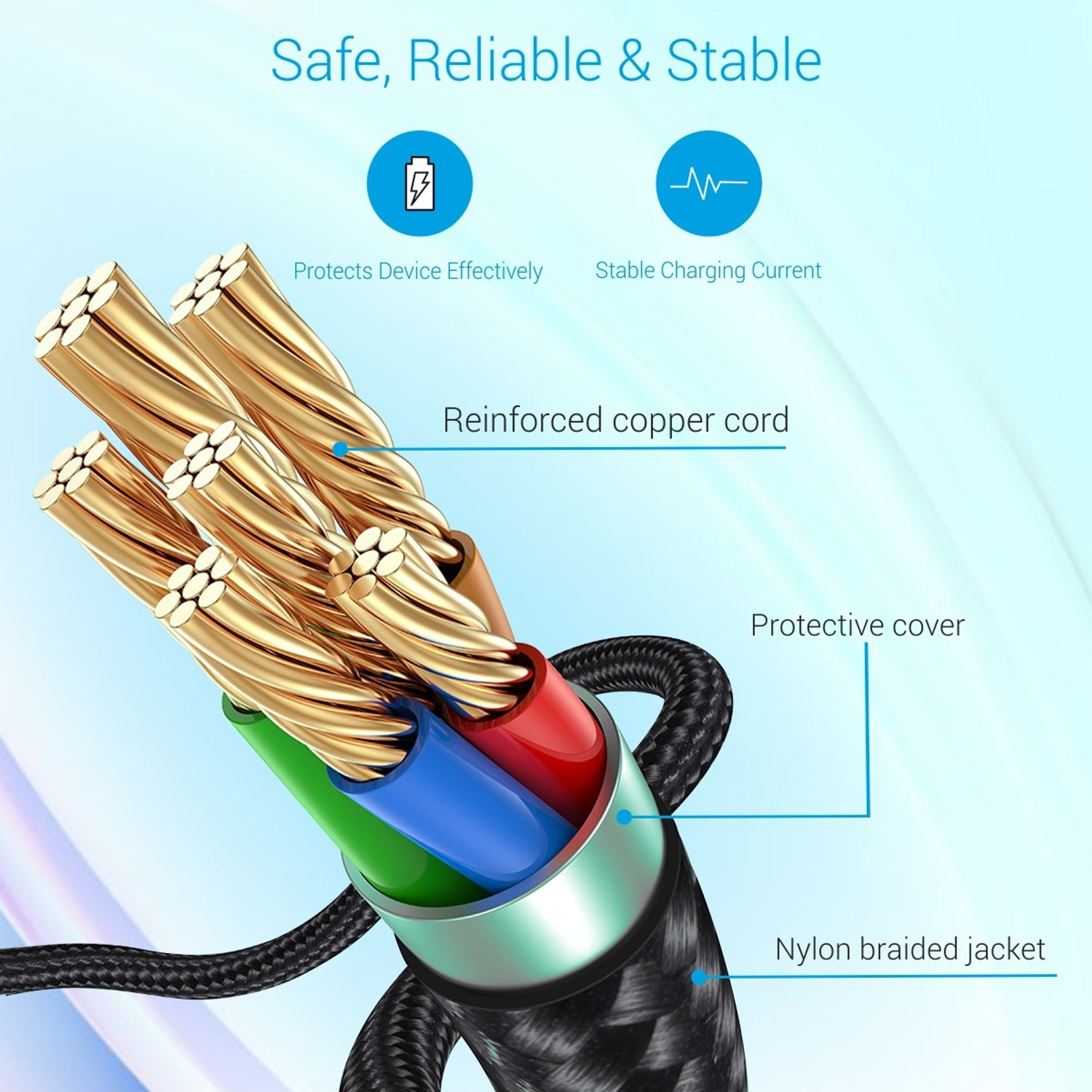Image of Portronics USB Type C Cable 2 A 1 m POR-1162 Konnect A Plus Nylon Braided