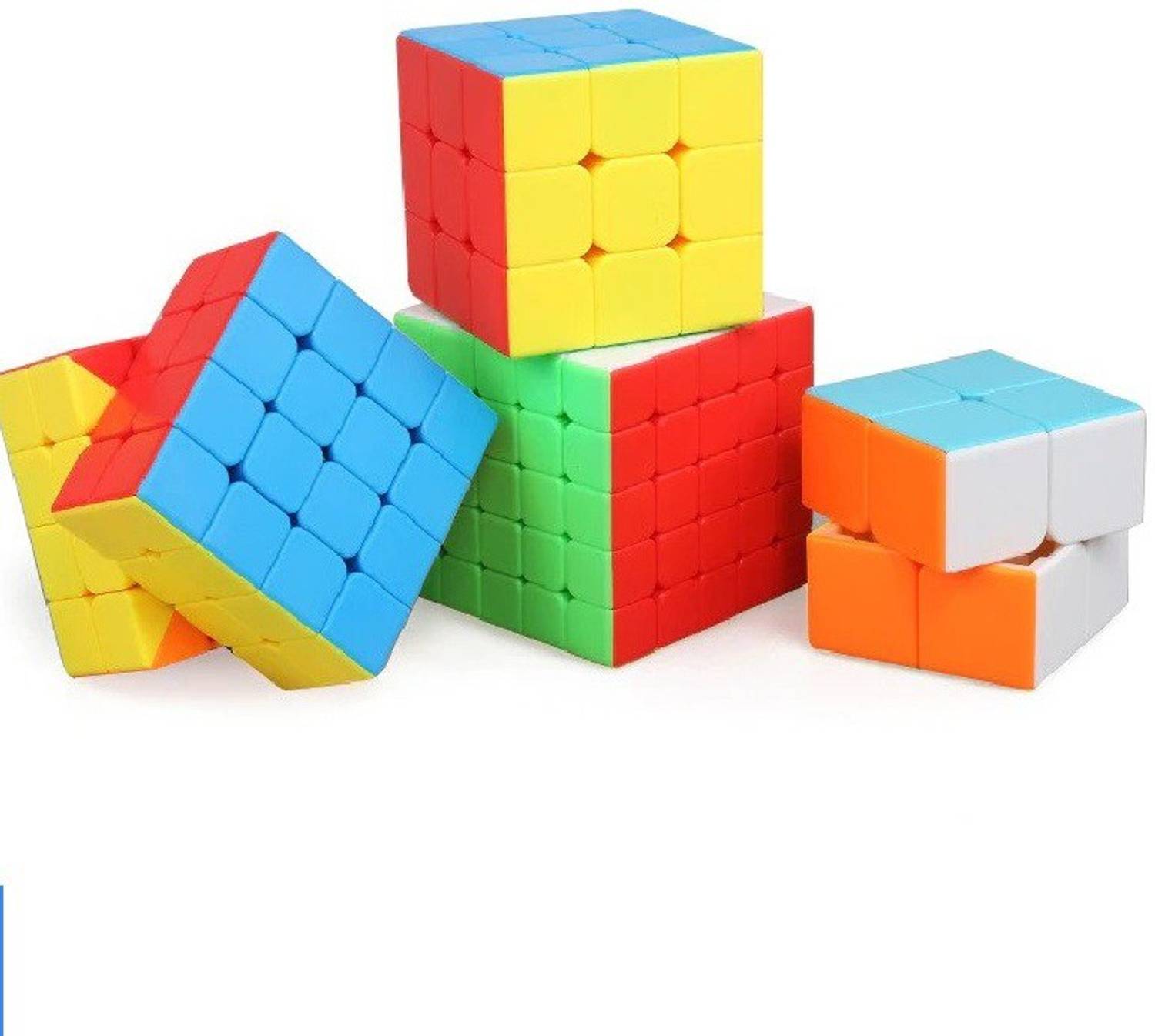 Authfort Speed Cube Pack 4 Cubes 2x2 3x3x3 4x4 5x5 Stickerless Magic Cube Set Educational Toys for Children