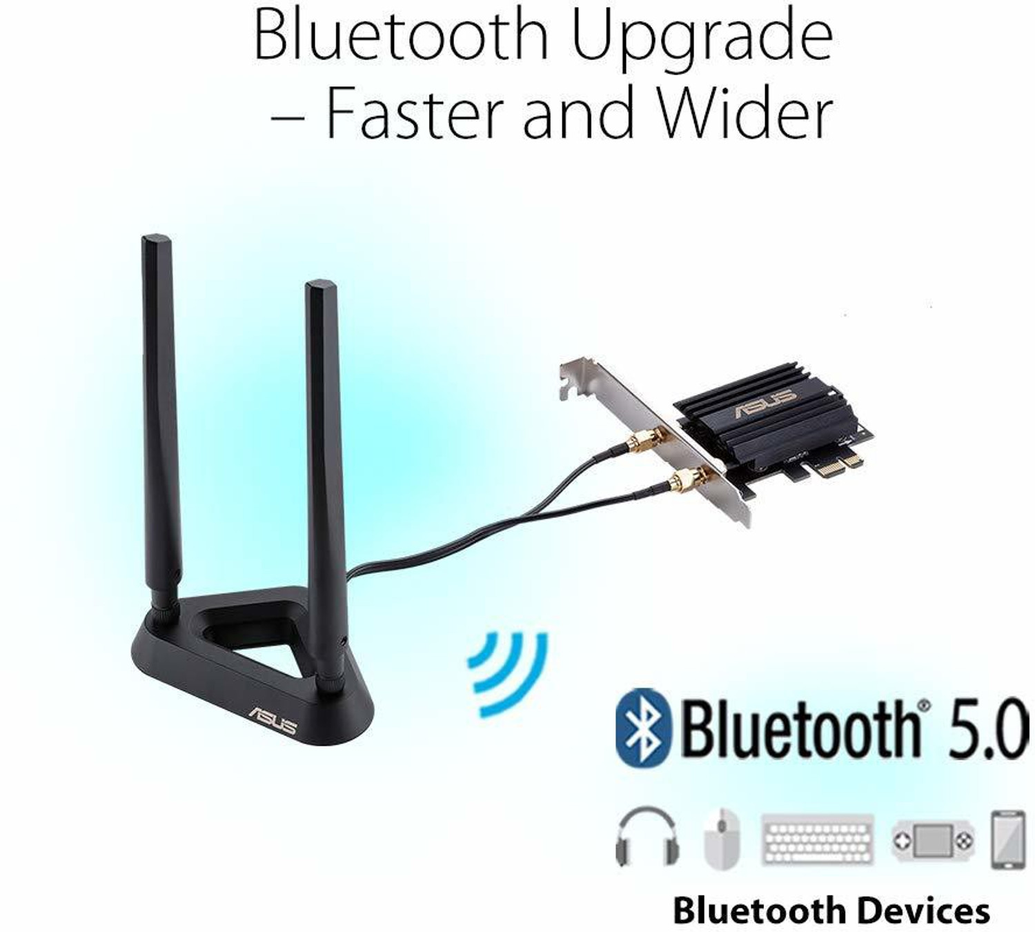 Image of ASUS PCE-AX58BT Wi-Fi 6 Router 2.4 GHz, 5 GHz 2976 Mbps Wifi Speed Dual Band Internal & External Antenna Ethernet (Cable Broadband)