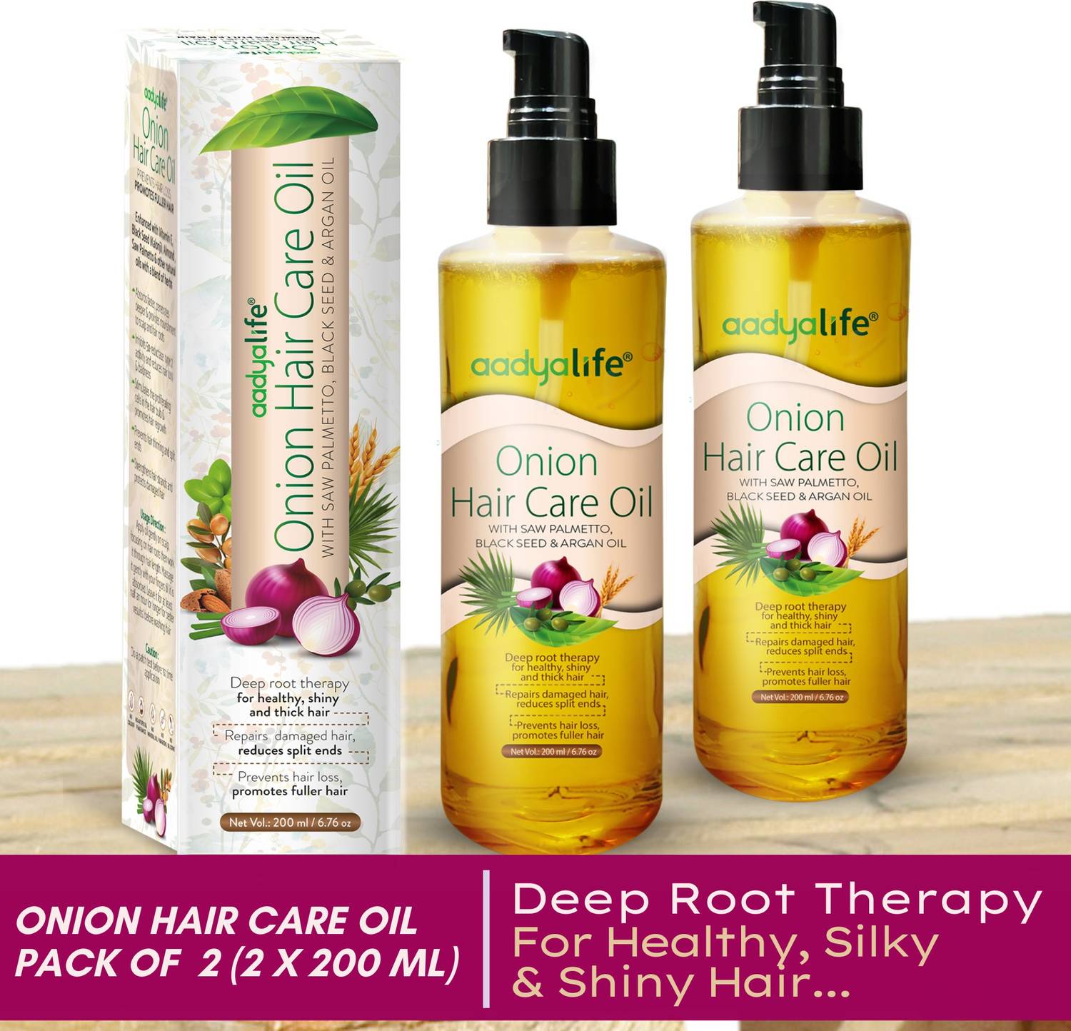 Aadya Life Onion Hair care Oil 400 ml (2 x 200 ml) Hair Oil