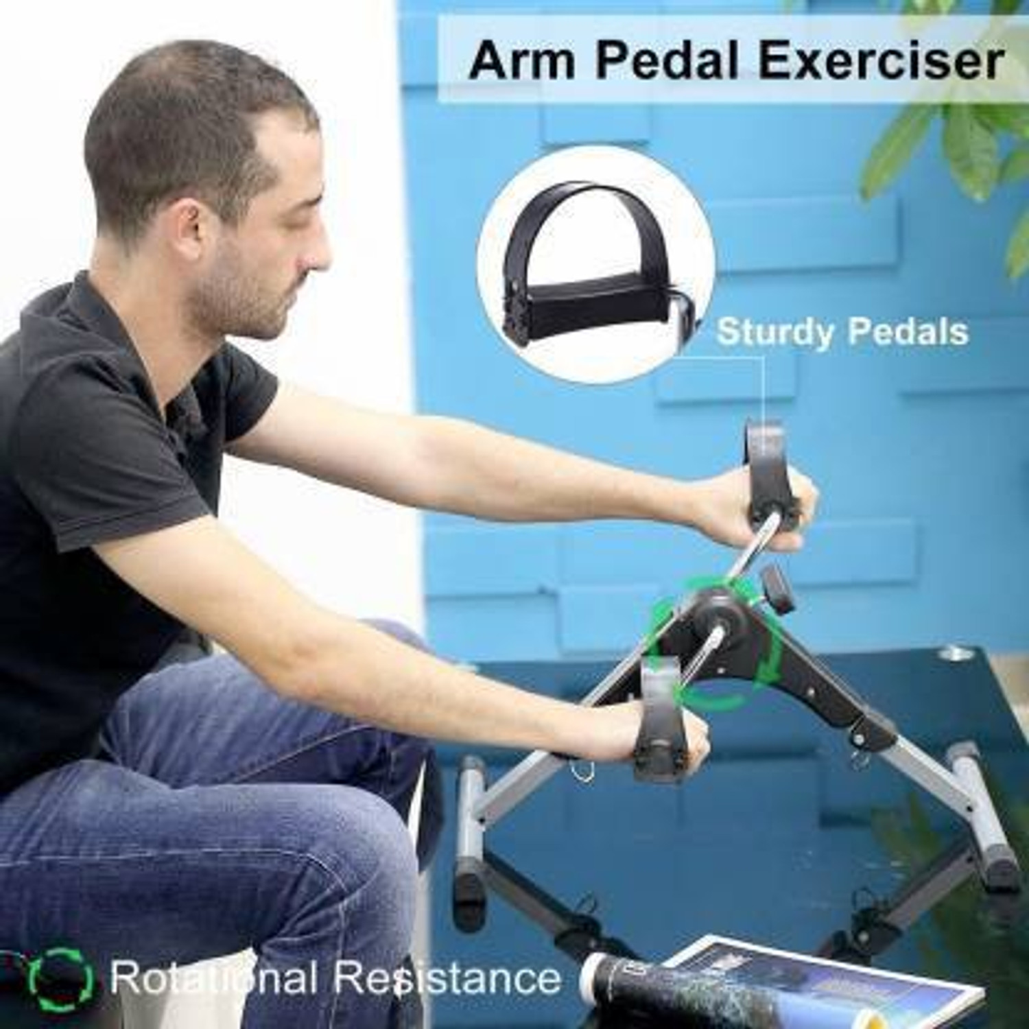 Image of YESRUER Fitness Cycle - Foot Pedal Exercise Mini Pedal Exerciser Cycle Mini Pedal Exerciser Cycle