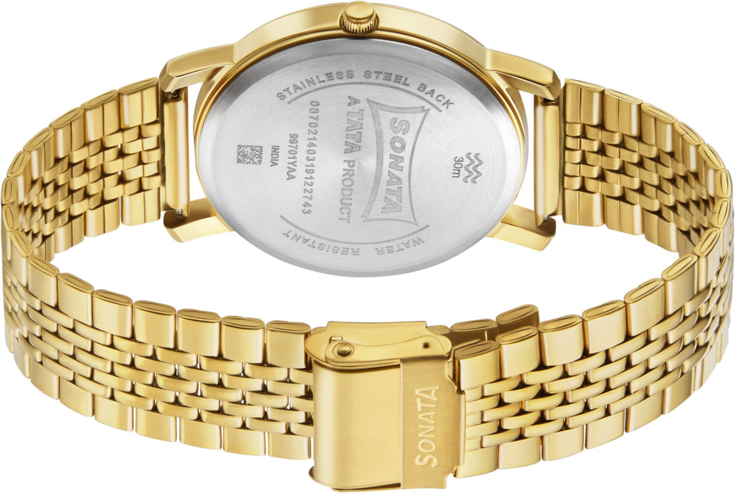 Image of SONATA Esssential Sonata EStainless Steelentials White Dial Gold Stainless Steel Strap Analog Watch - For Men