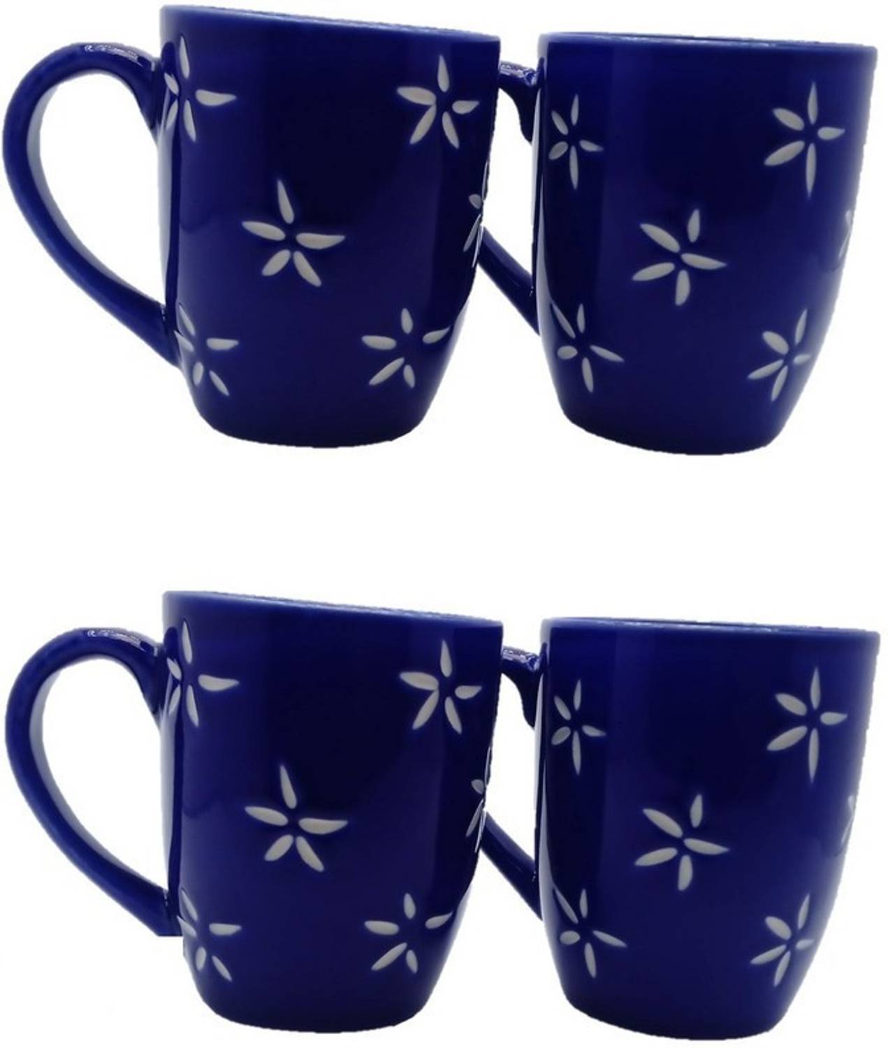 BERRYCRAVE Mug-blue diamond-four piece Set Ceramic Coffee Mug