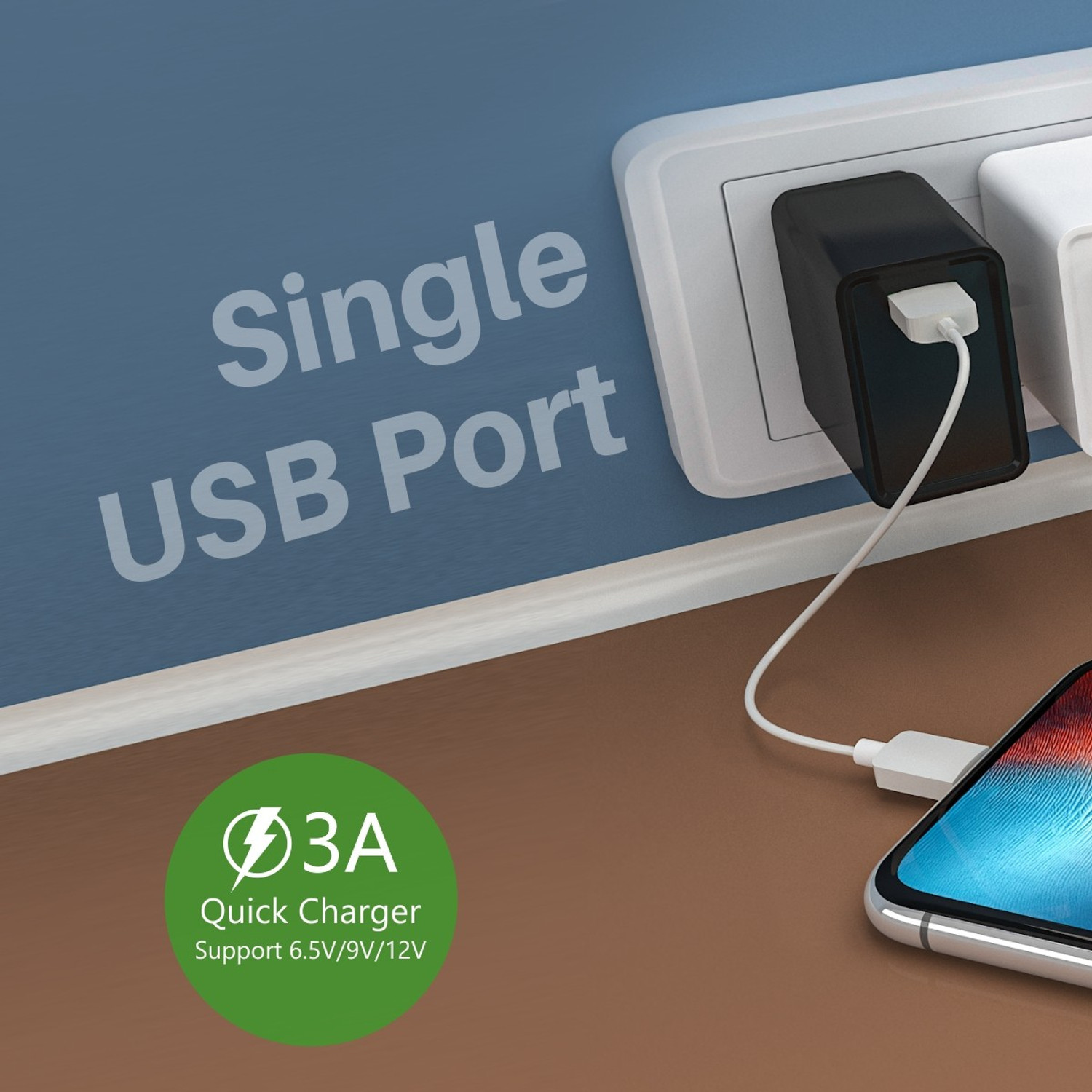 Image of Portronics 18 W Quick Charge 3 A Wall Charger for Mobile with Detachable Cable