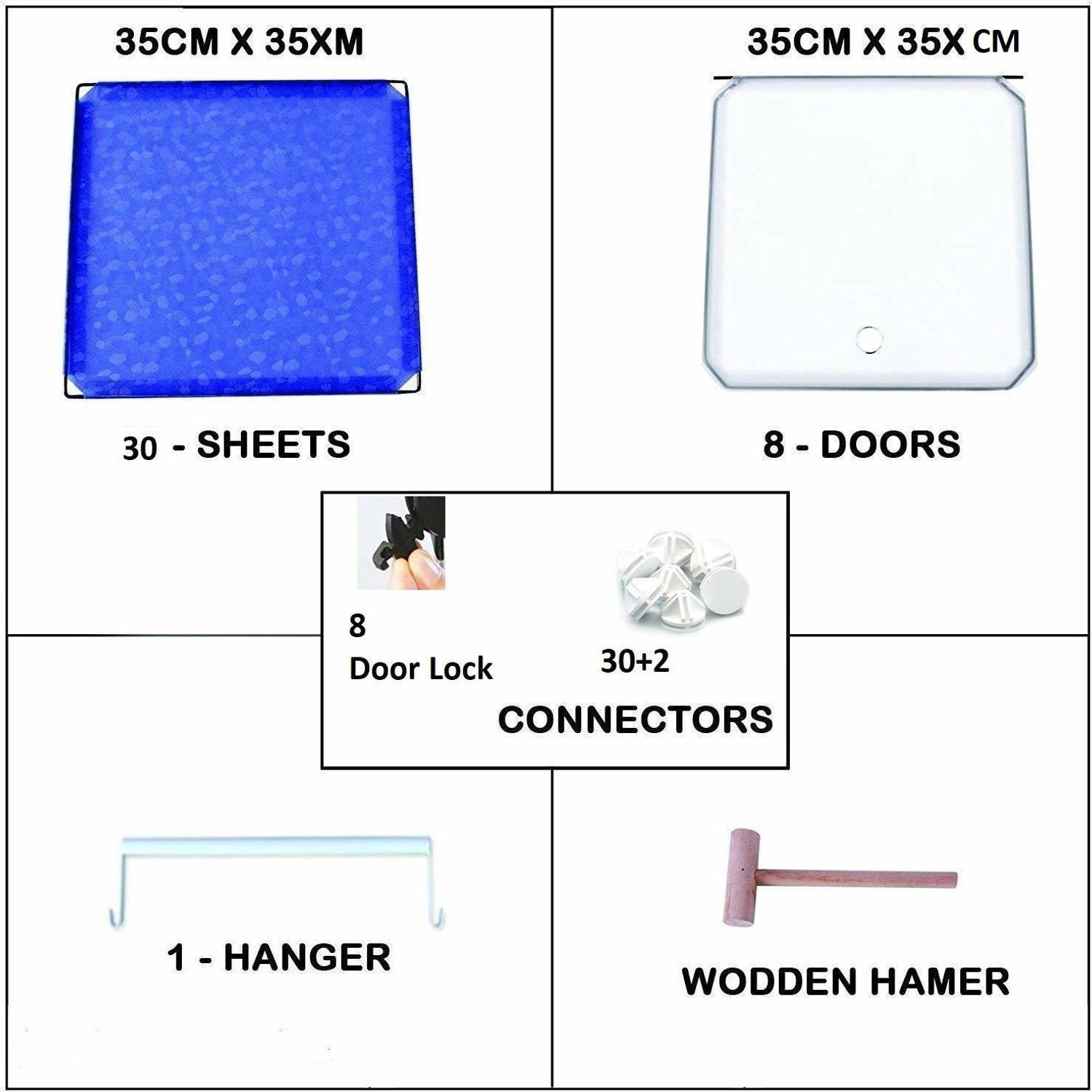 Image of Hemovia 8-Door 8-Shelf Plastic Collapsible PC PP Collapsible Wardrobe