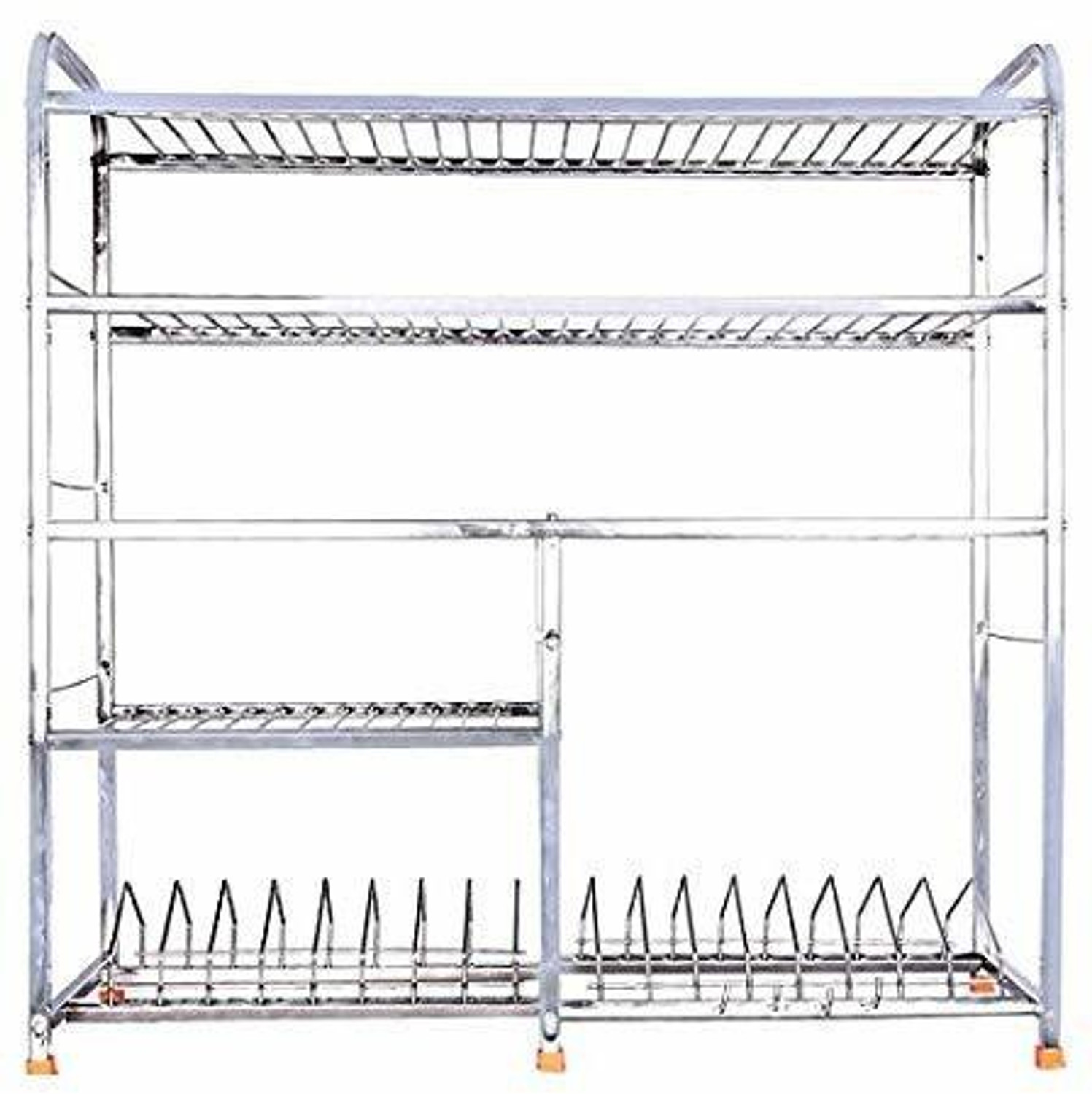 Image of USAENTERPRISES Utensil Kitchen Rack Kitchen Dish Rack /Kitchen Utensils Rack Modern Kitchen Storage Rack Kitchen Organizer Utensils Rack with Plate & Cutlery Stand (31X30 Steel Rack) Steel