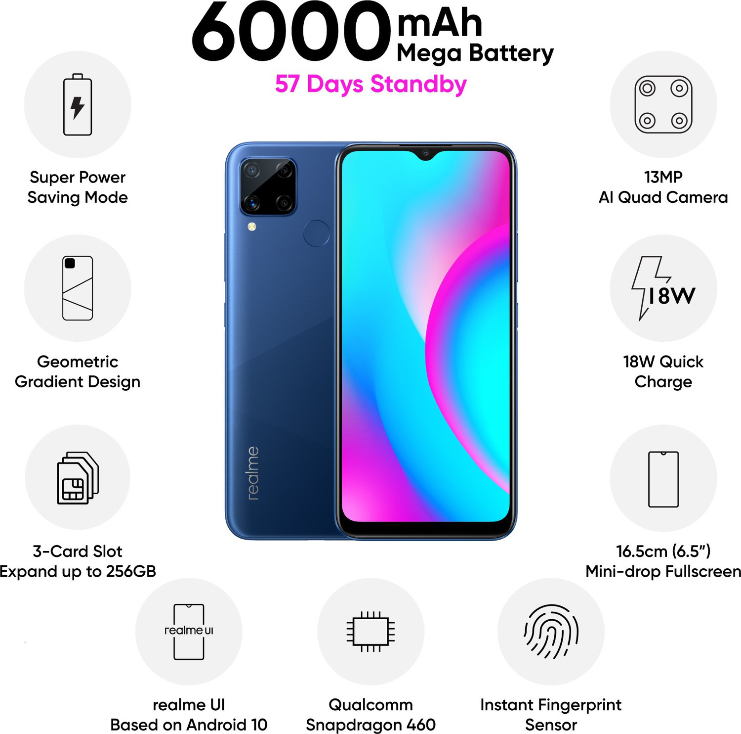 Image of realme C15 Qualcomm Edition (Power Blue, 64 GB)