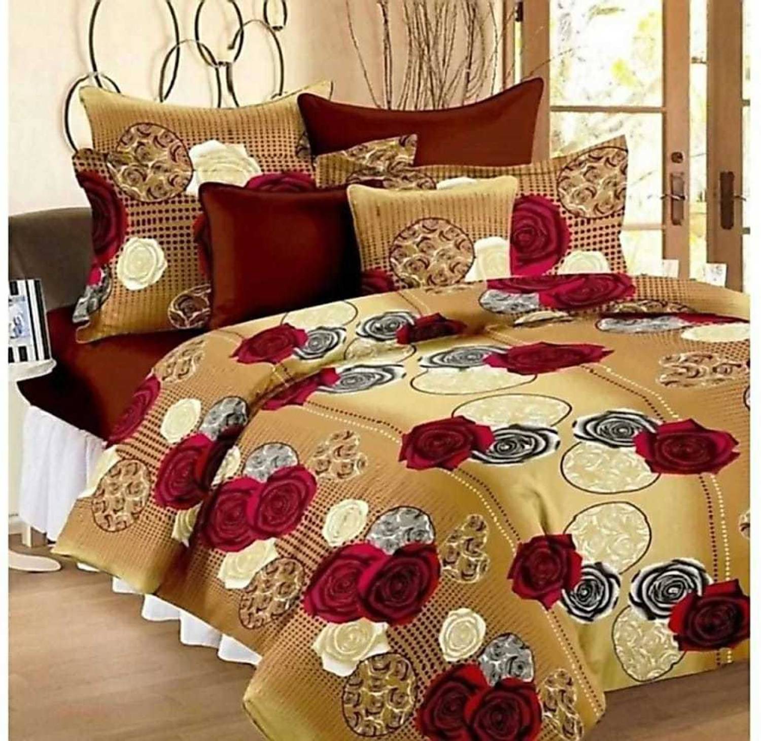 CHHAVI INDIA Microfiber Double Flat 120 TC Printed 1 Bedsheet with 2 Pillow Covers