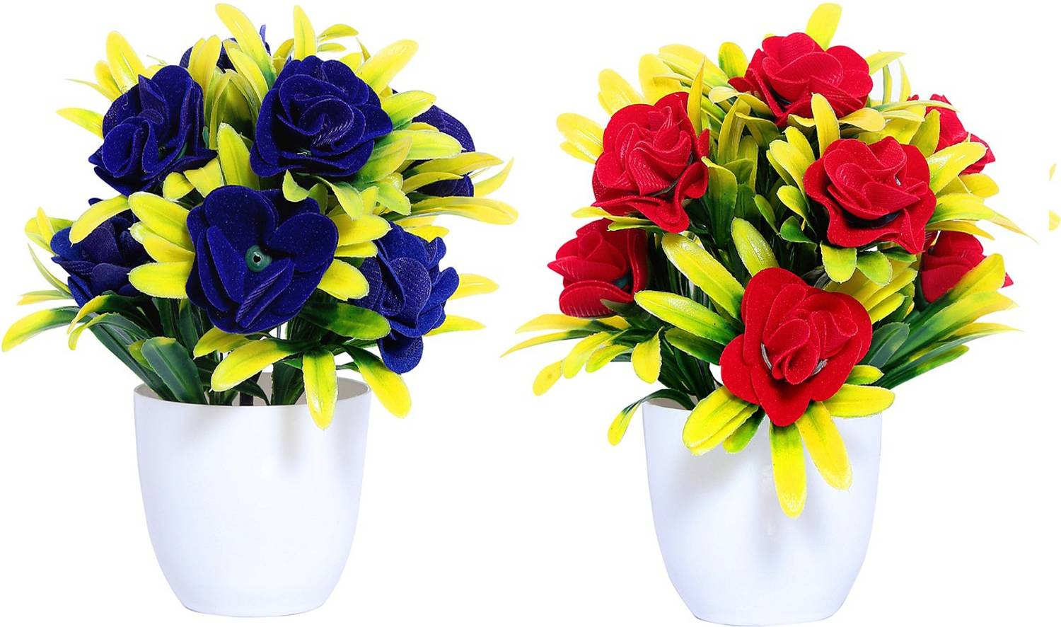 Anuash Set of 2 Flowers with Pot, Artificial Plants for Home, Office,Table Decoration Bonsai Artificial Plant  with Pot