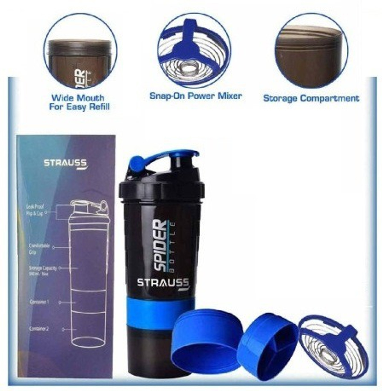 Image of sportioz Protein Shaker Bottle for gym For Men and Women 500 ml Plastic Shaker