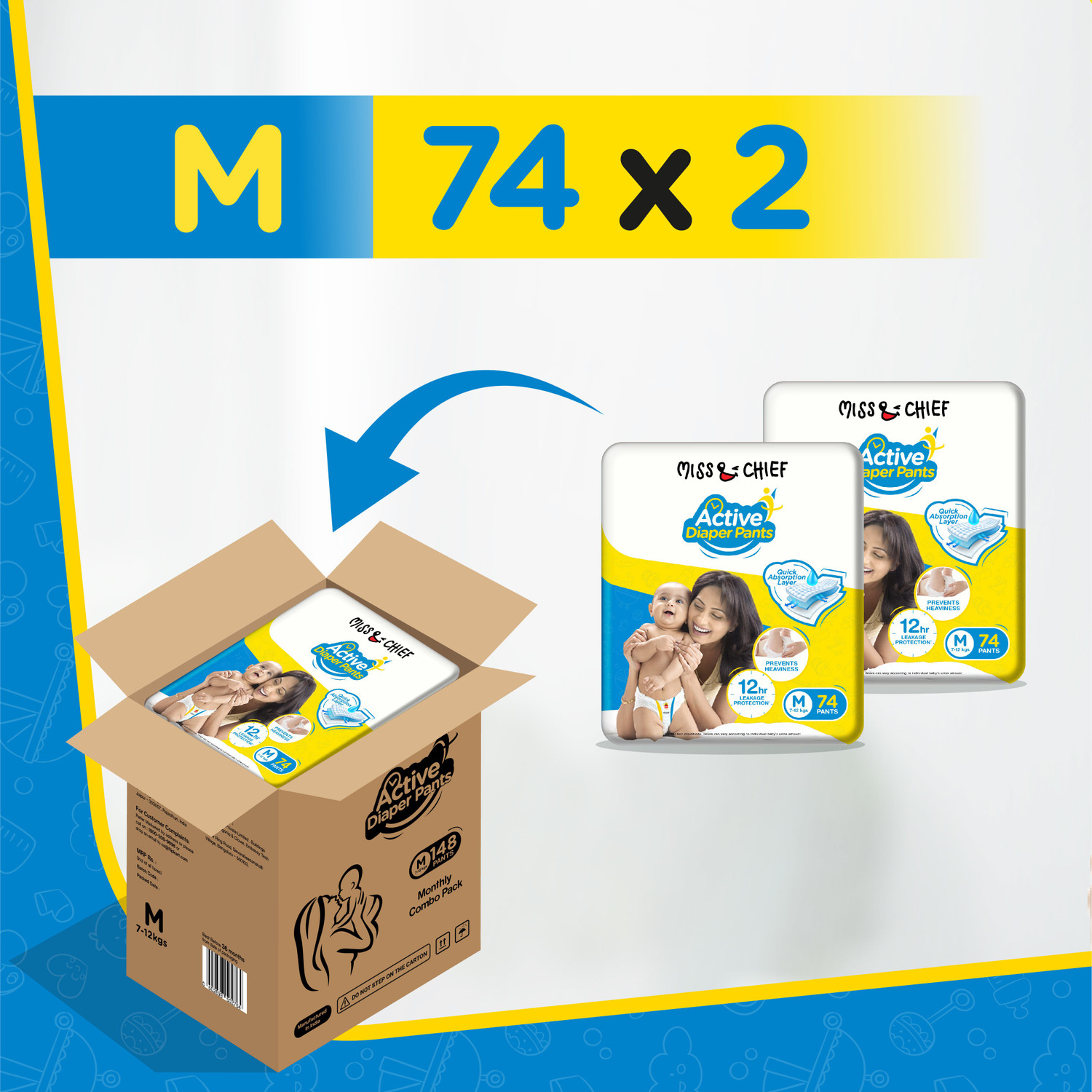 Image of Miss & Chief by Flipkart Active Diaper Pants - Monthly Combo Box - M