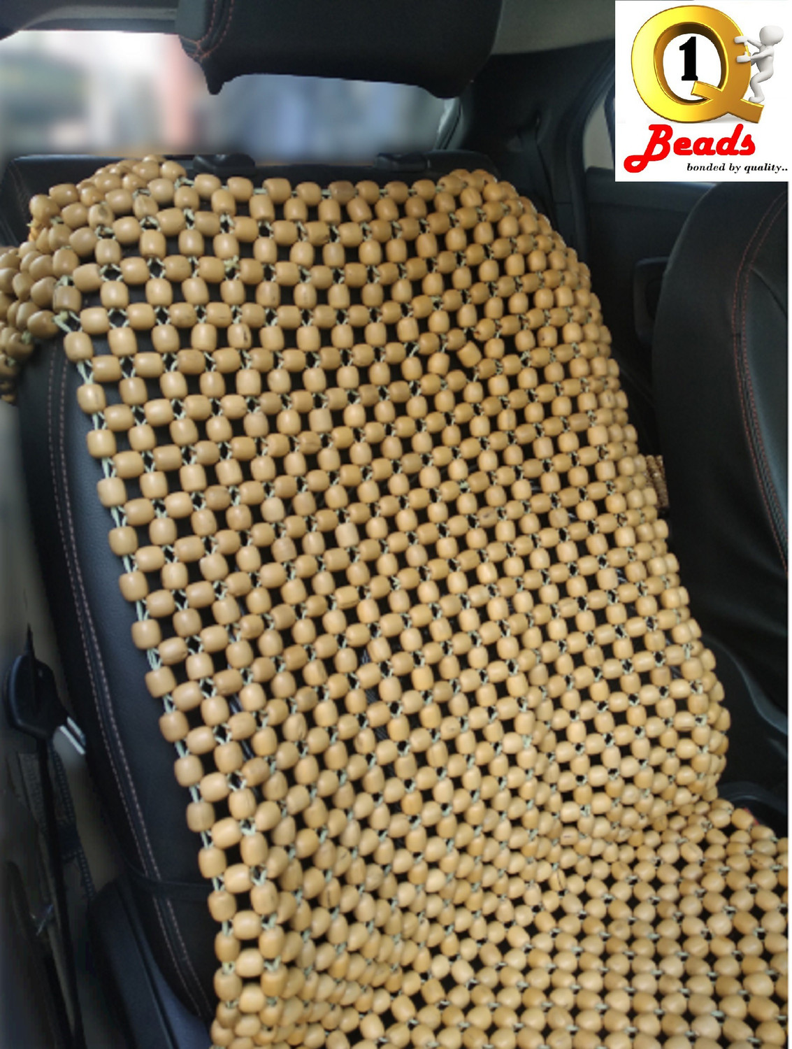 Image of Q1 Beads Wooden Bead Seating Pad For Volkswagen, Mahindra, Hyundai, Maruti Suzuki, Toyota, Ford, Tata, BMW, Mercedes Benz, Jeep, Honda, Volvo, Universal For Car Swift Dzire, i10 Active, Creta, WagonR, Ciaz, Civic, Universal For Car