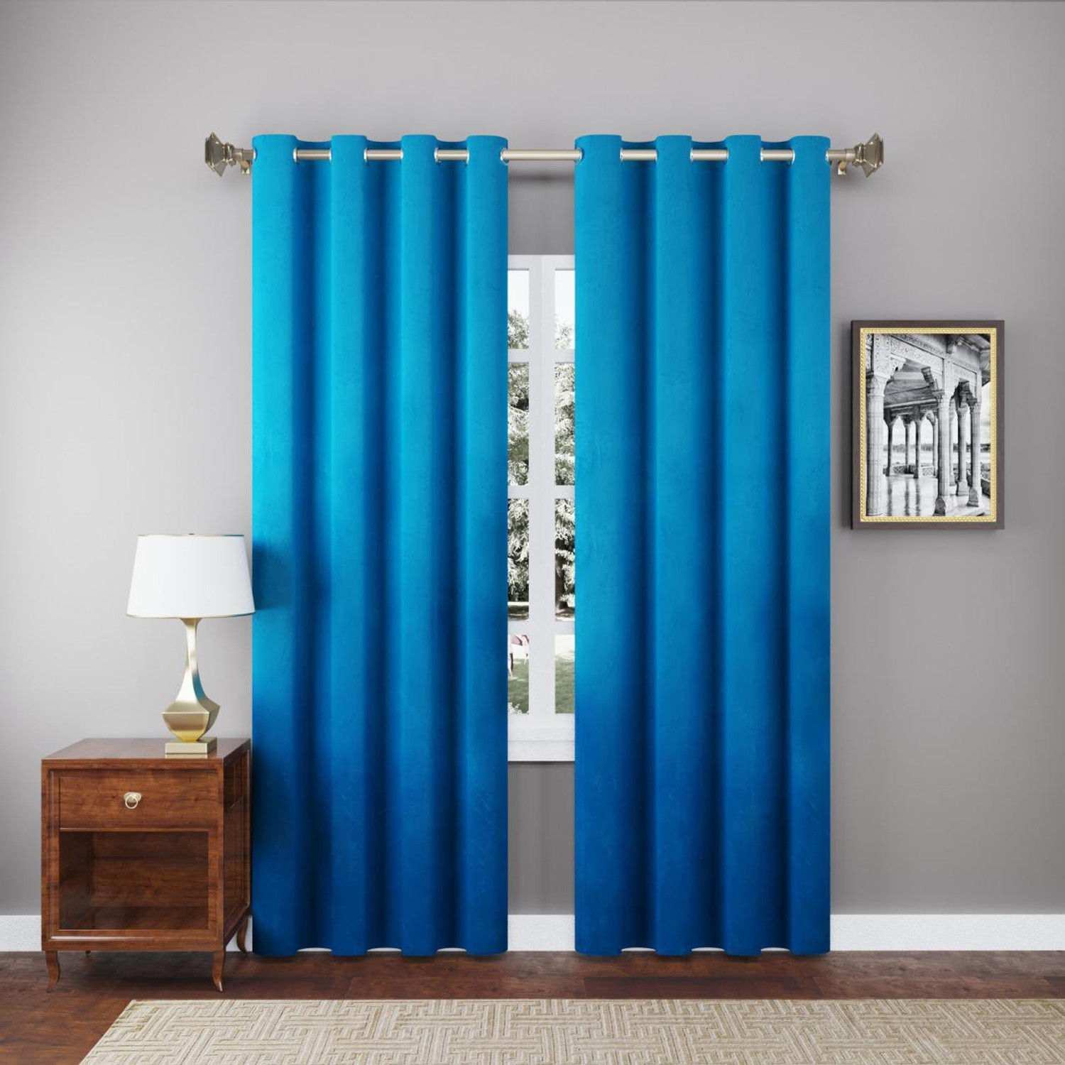 Image of Thundershoppe 182.88 cm (6 ft) Window Velvet Blackout Curtain (Pack Of 2)