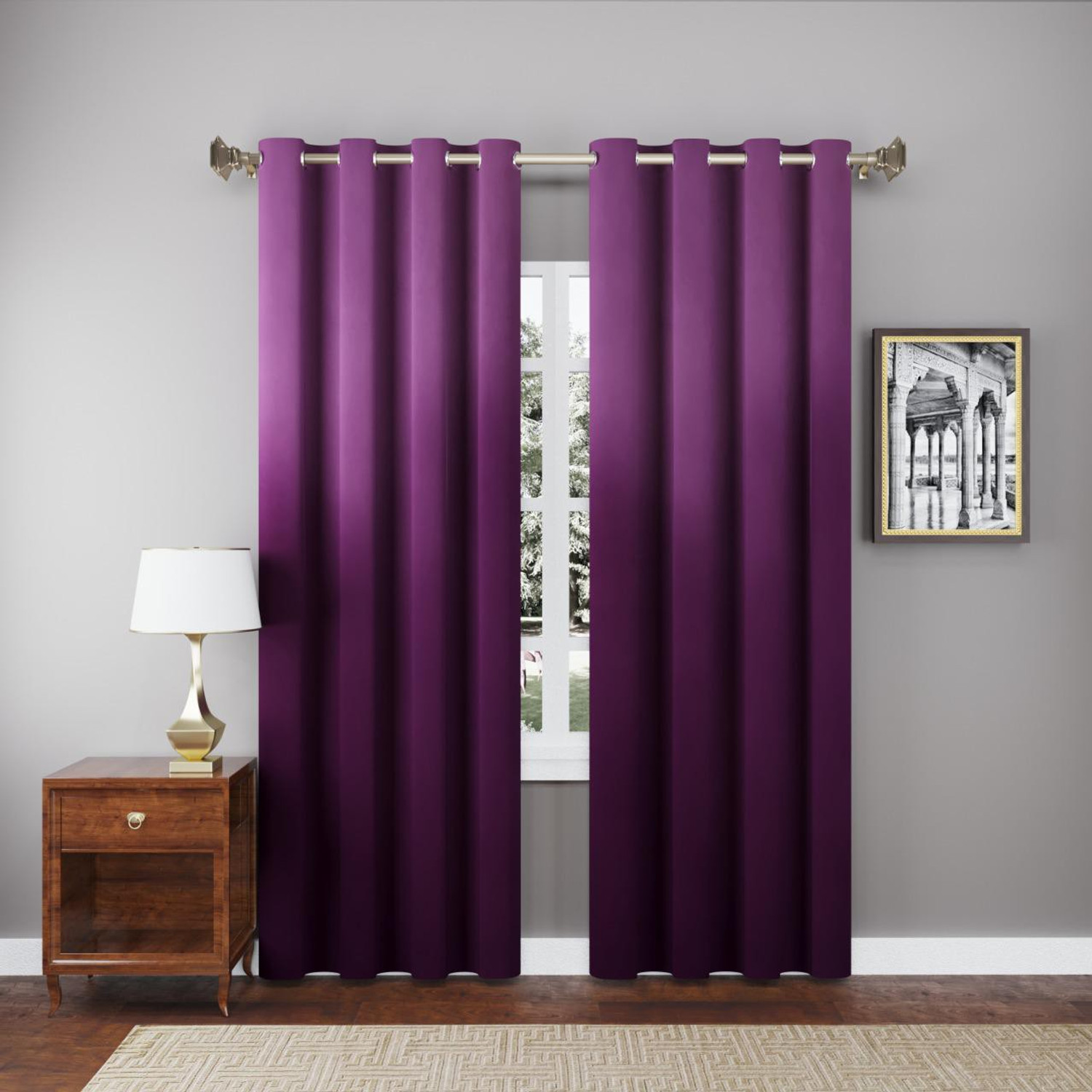 Image of Thundershoppe 243.84 cm (8 ft) Door Velvet Blackout Curtain (Pack Of 2)
