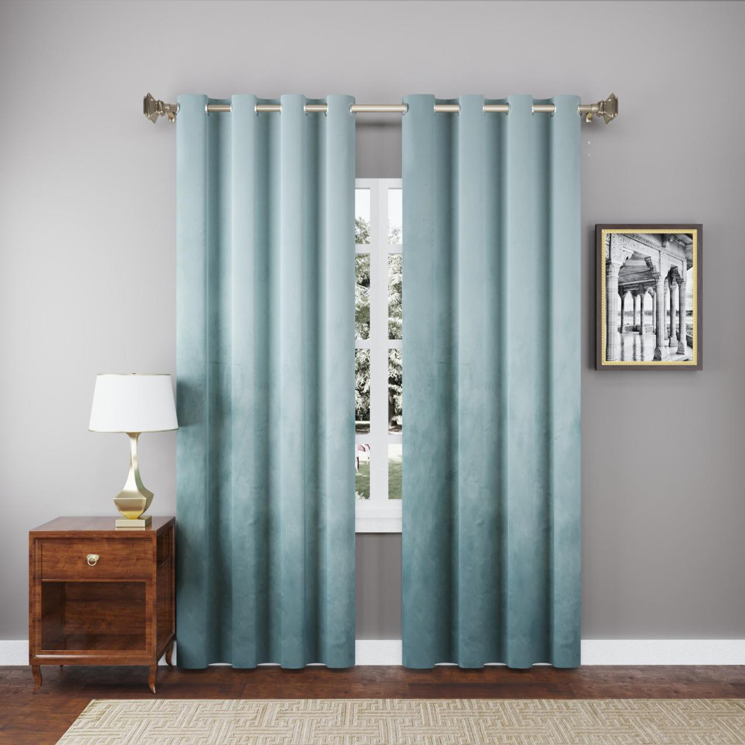 Image of Dashing Fabrics 274.32 cm (9 ft) Long Door Velvet Blackout Curtain (Pack Of 2)