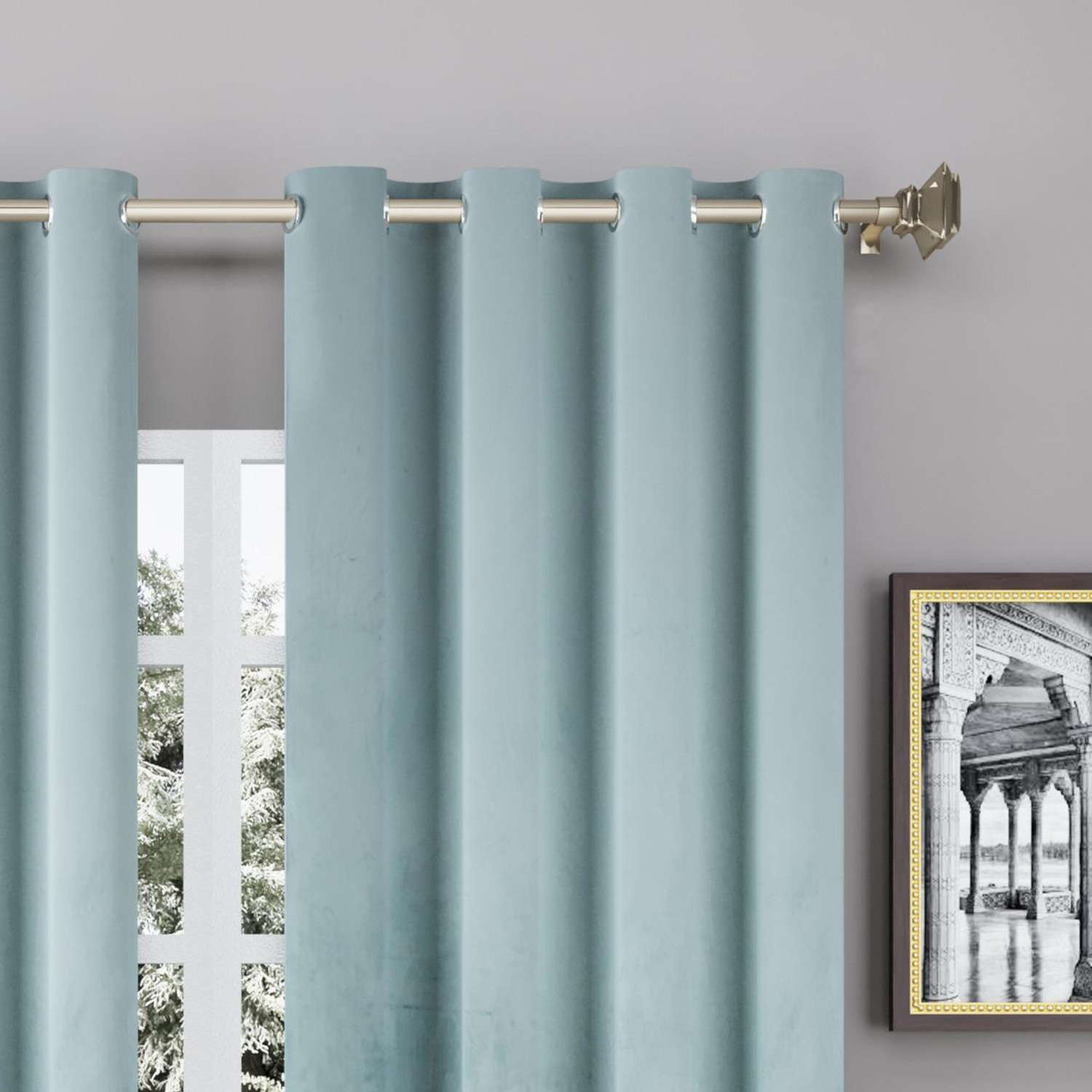 Image of Dashing Fabrics 274.32 cm (9 ft) Long Door Velvet Blackout Curtain (Pack Of 2)