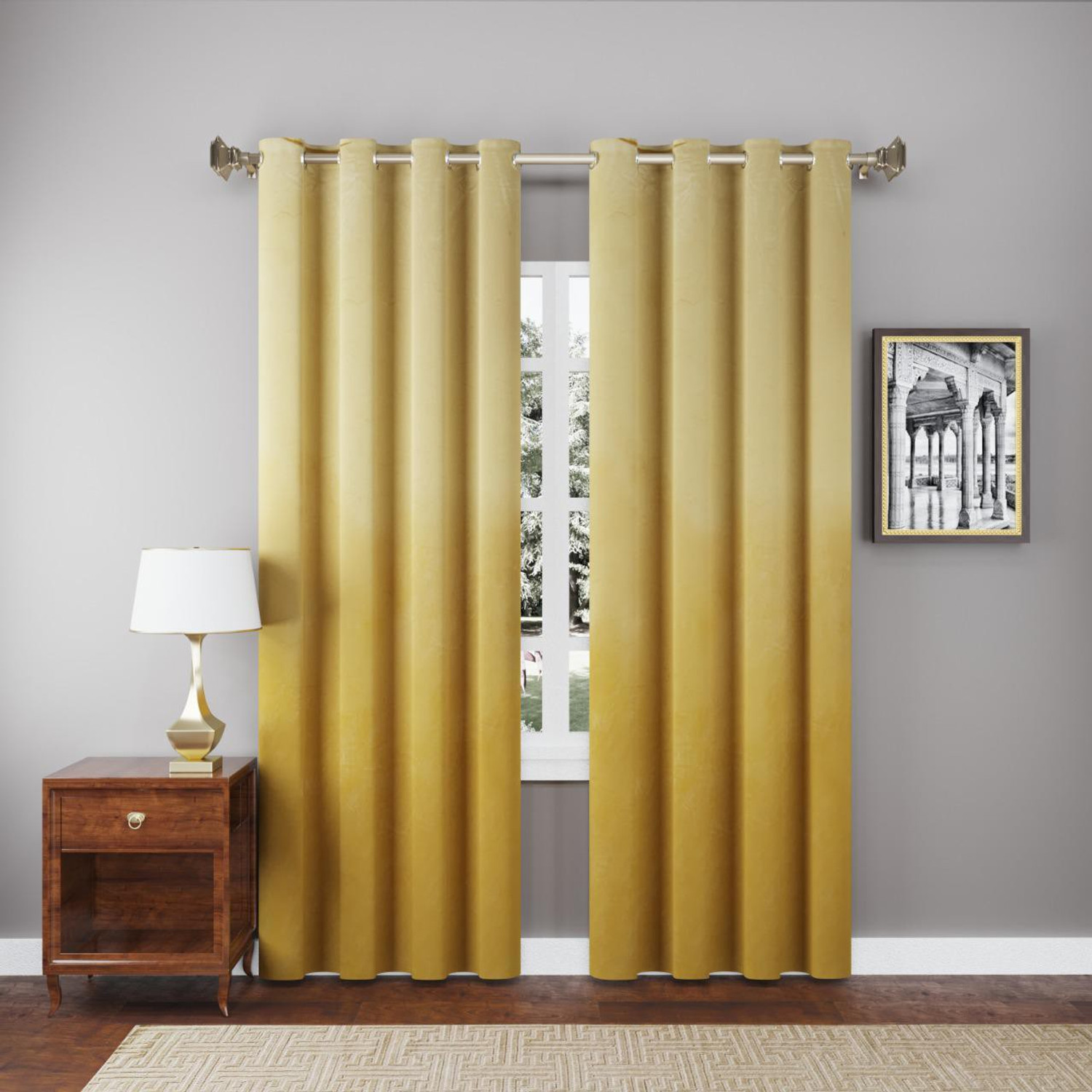 Image of Thundershoppe 182.88 cm (6 ft) Window Velvet Blackout Curtain (Pack Of 2)