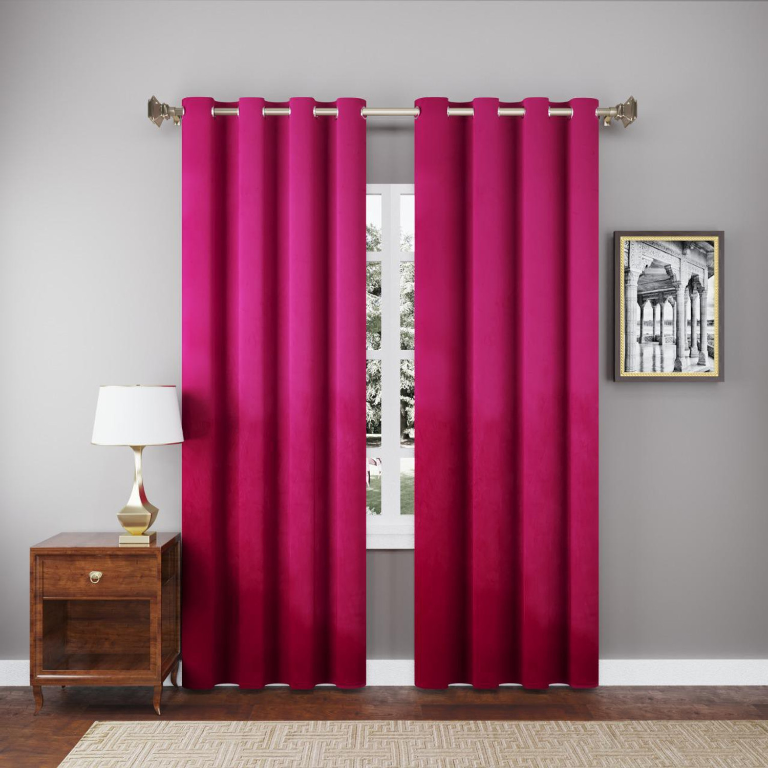 Image of Thundershoppe 182.88 cm (6 ft) Window Velvet Blackout Curtain (Pack Of 2)