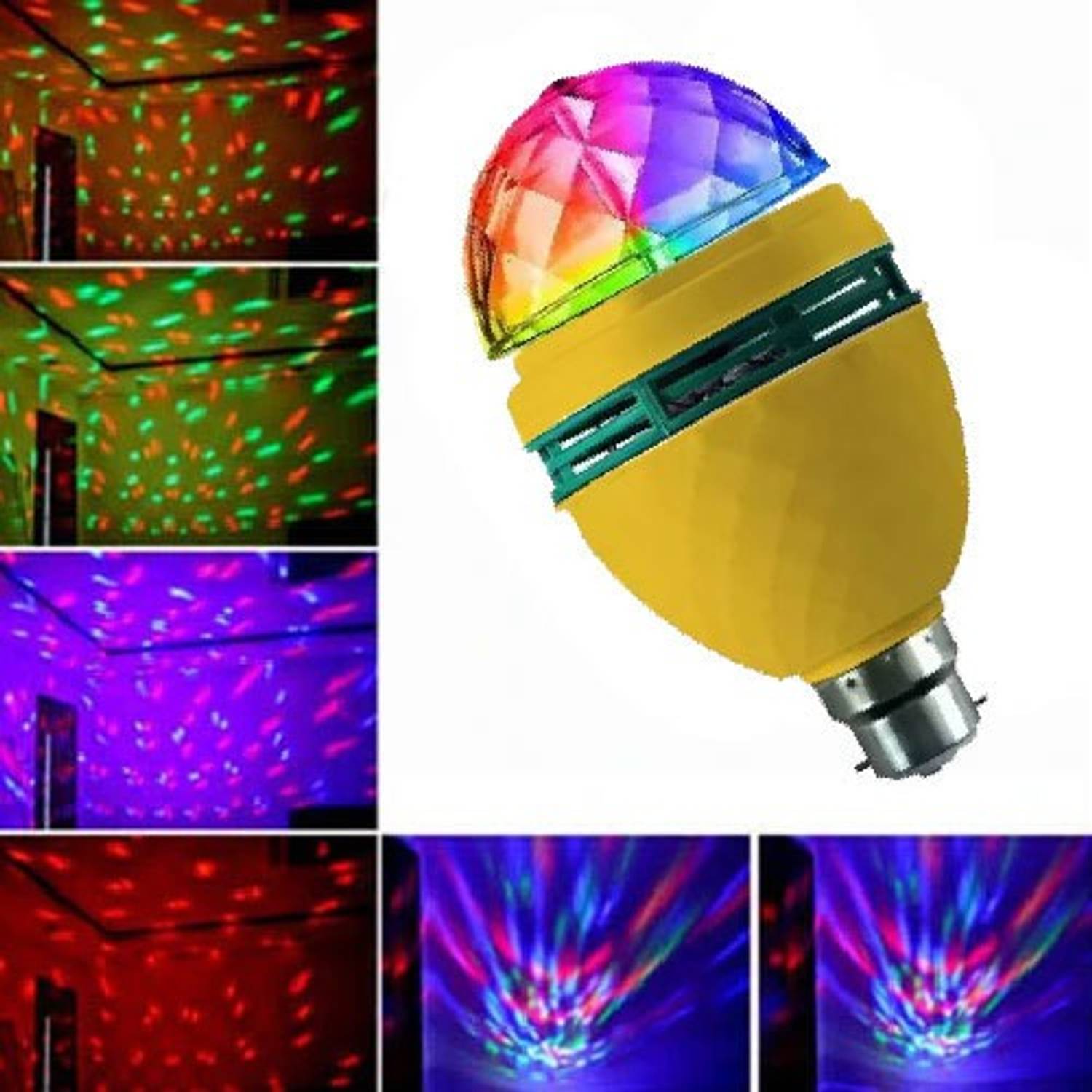 mafya 360 Degree LED Crystal Rotating Bulb Magic Disco LED Light,