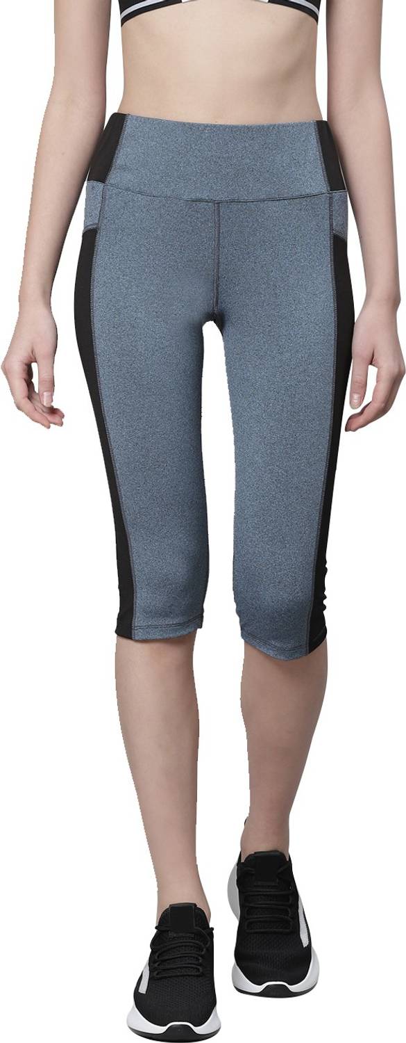 CHKOKKO Gym Sports Yoga Capri Slim fit Women Blue Capri