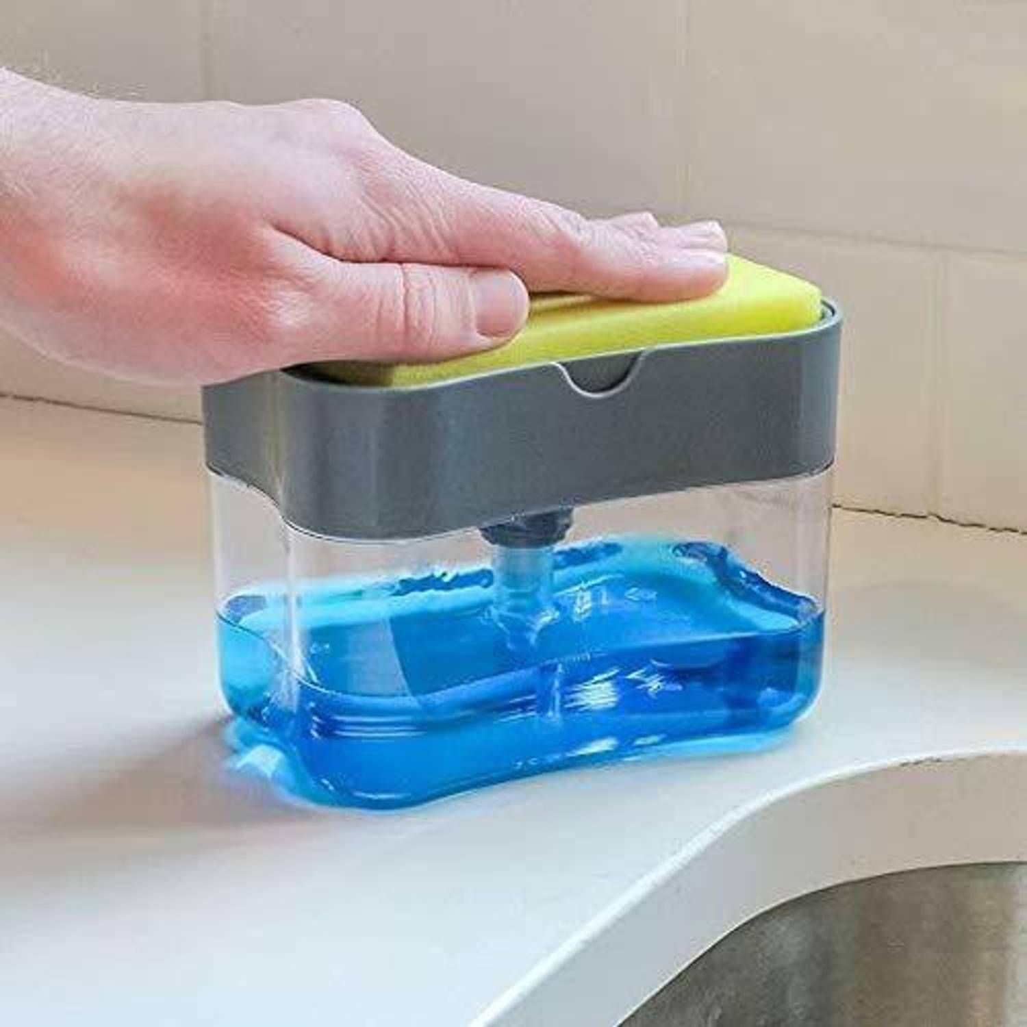 ActrovaX Dishwasher Liquid Soap Dispenser Pump with Sponge Holder 350 ml Soap Dispenser