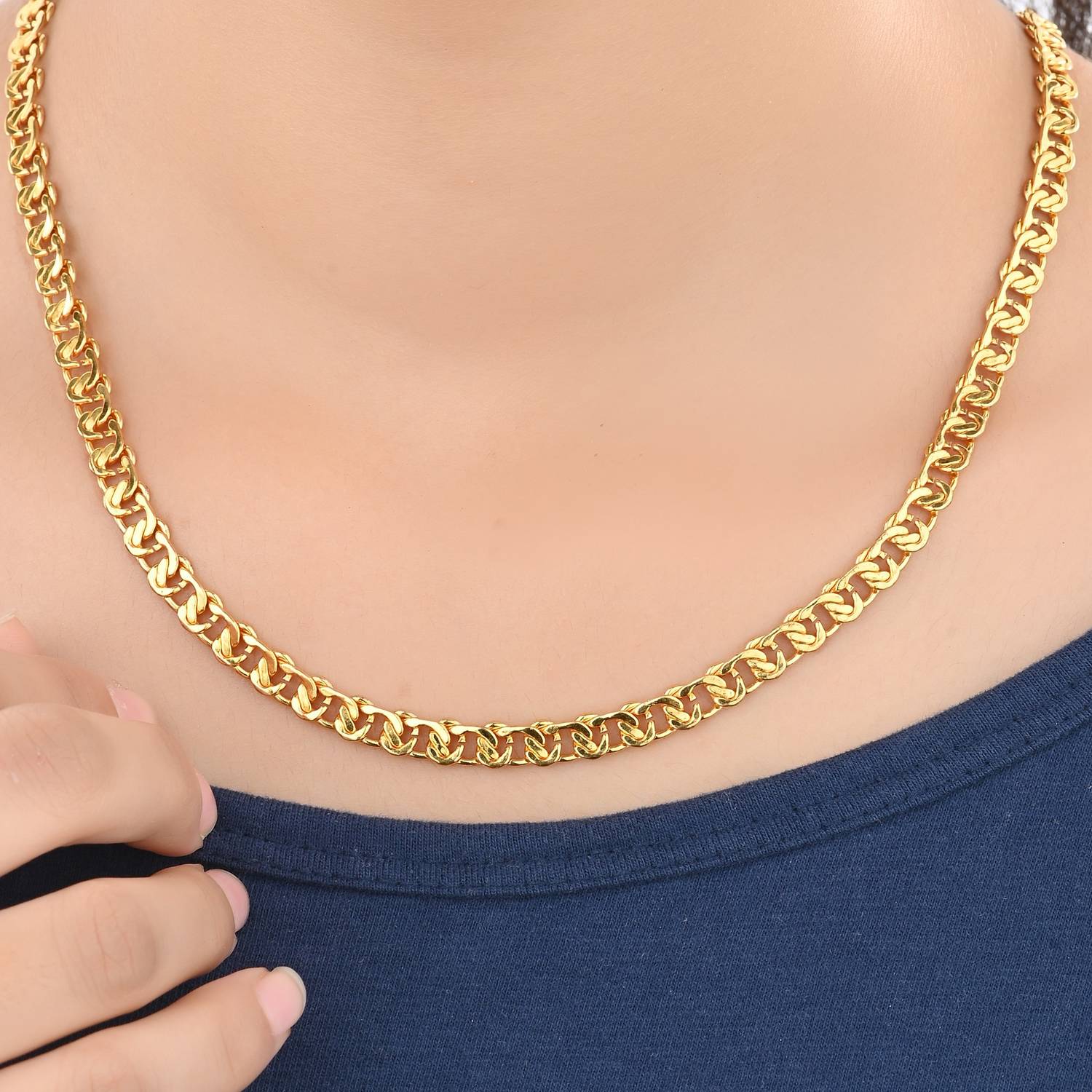 AanyaCentric Gold Plating Neck Chain For Men Boys Women Girls Trendy Fancy Stylish Mala Jewellery Gold Like Golden Shining Gold-plated Plated Brass Chain