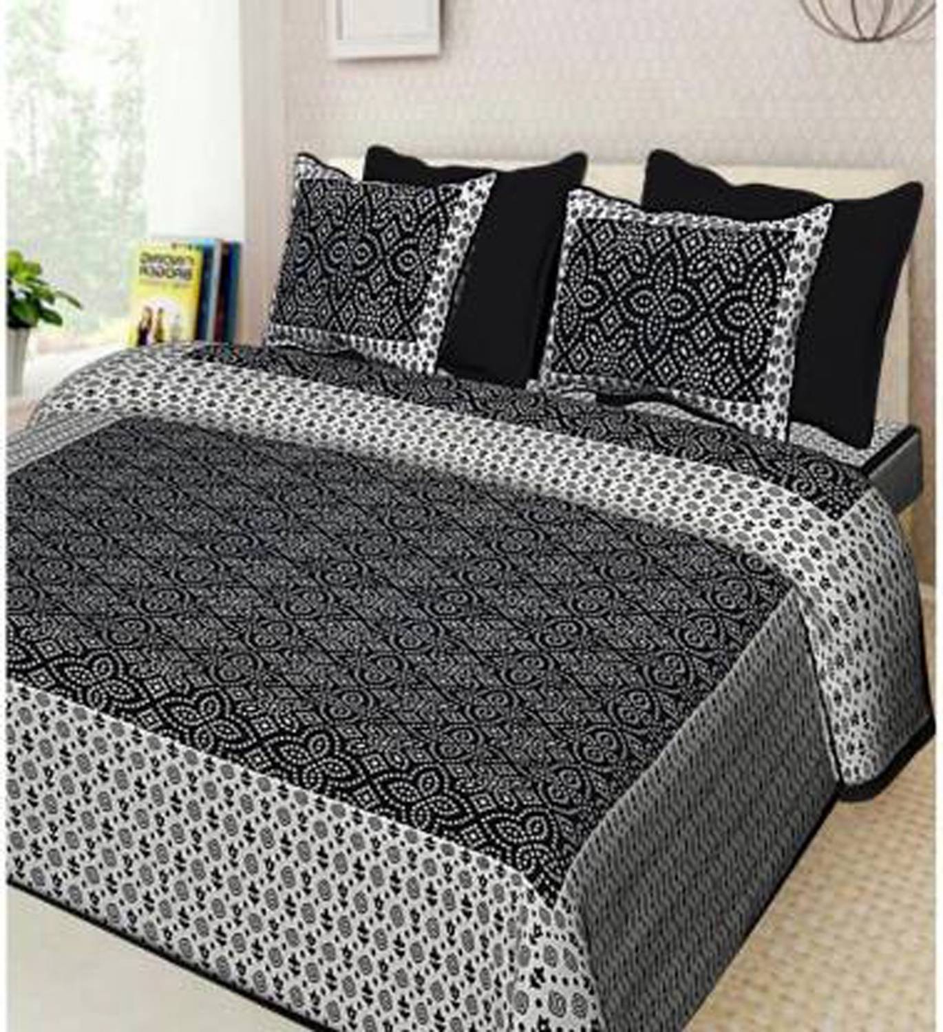 AGASTYA TRADING Cotton Double Flat 220 TC Printed 1 Bedsheet with 2 Pillow Covers