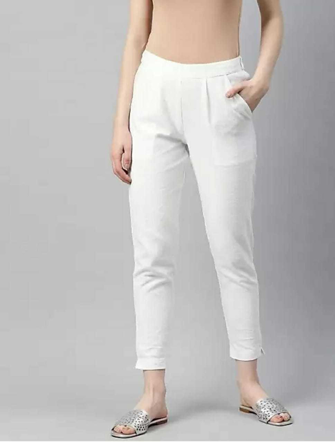 Image of fearlessfashion Regular Fit Women White Trousers