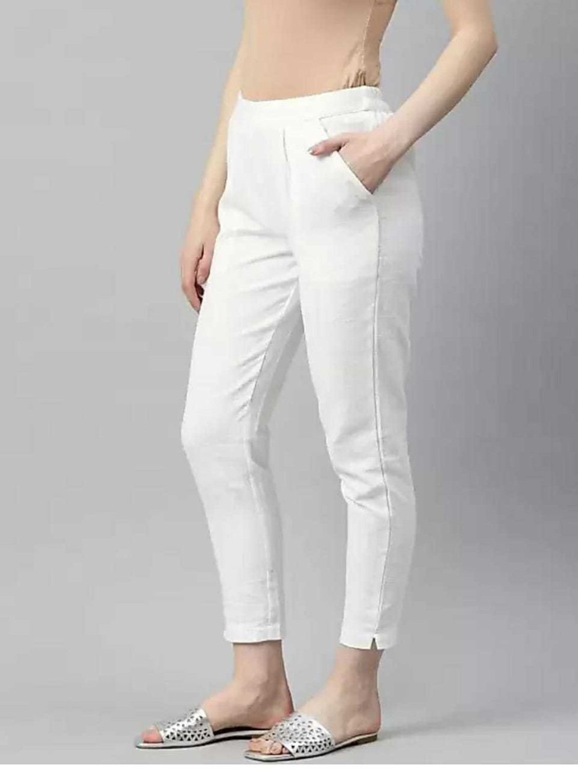 Image of fearlessfashion Regular Fit Women White Trousers