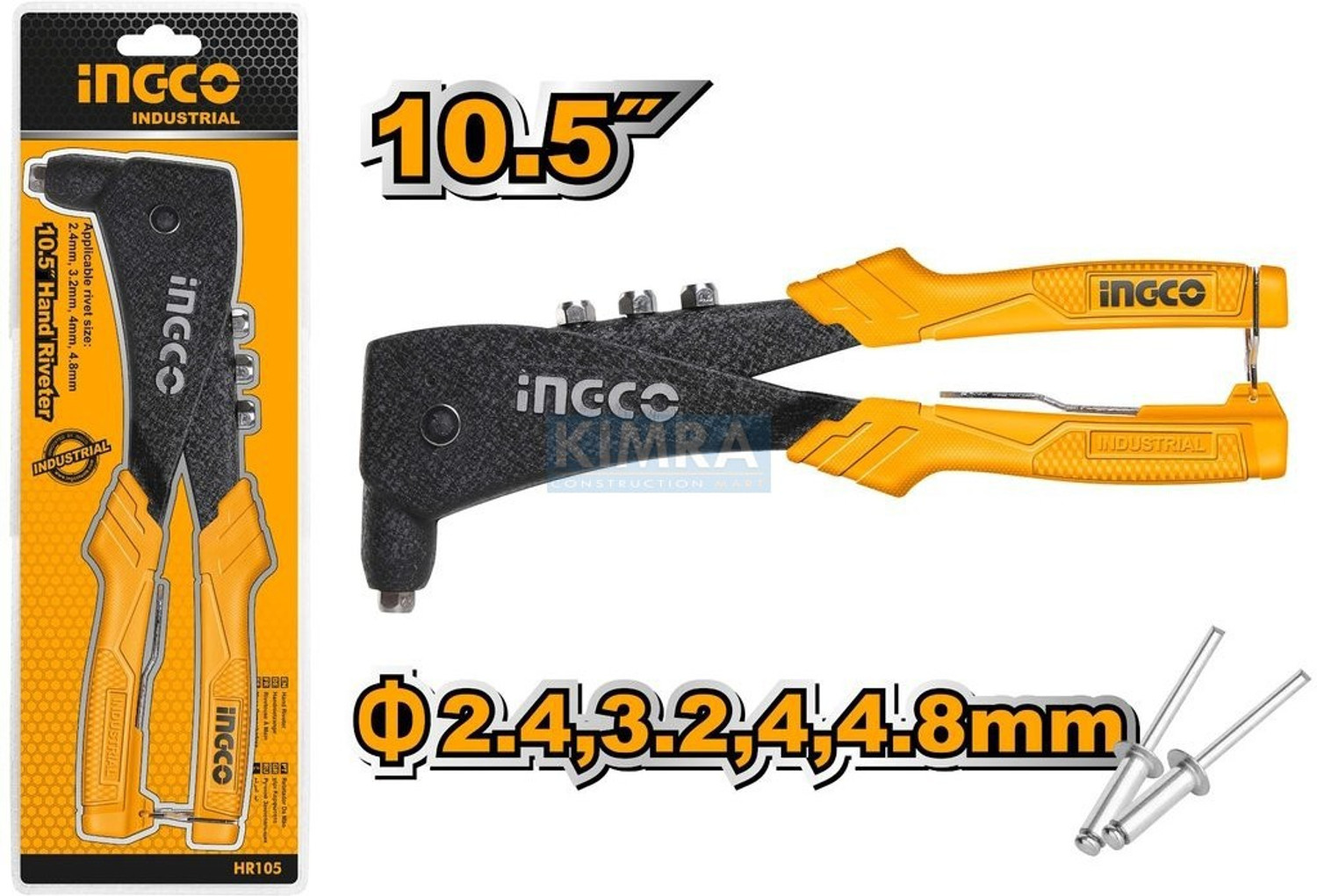 Image of INGCO HAND RIVERTER ALUMINIUM HR105 10.5 inch Heavy Duty Fast Hitting Rivet Gun