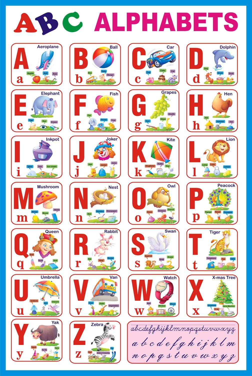 ABC Book Chart Pre School Picture Book - Lovely ABC Alphabet Chart Paper Print