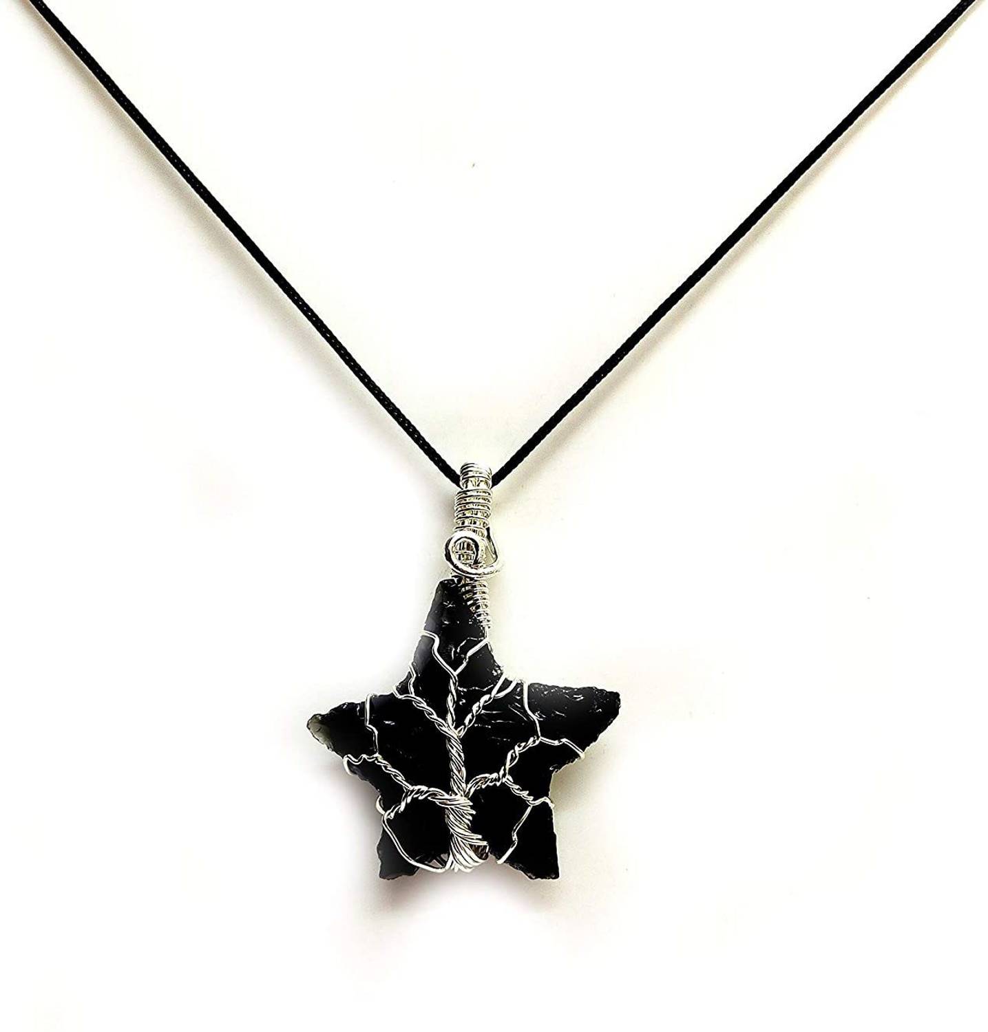 AIR9999 Black Hydro Glass Star Shaped Rough Cut Pendant for Men and Women Crystal Pendant
