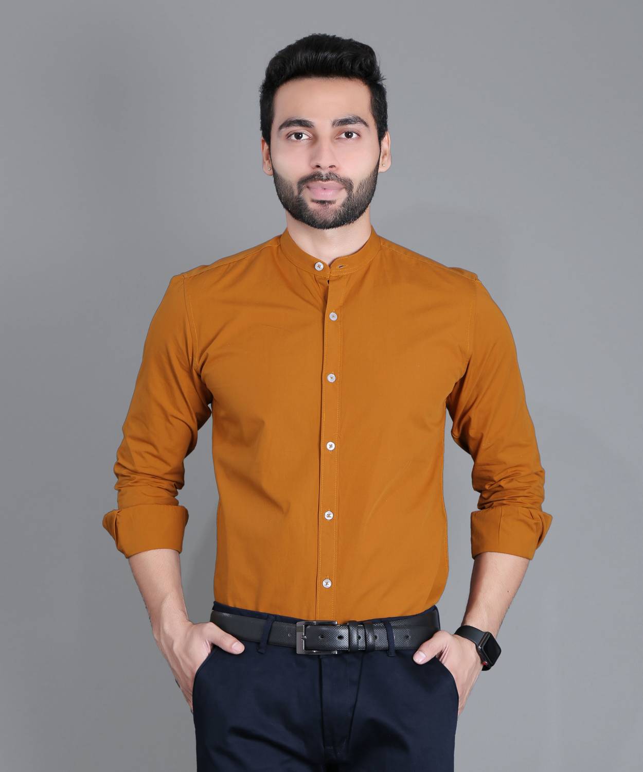 5TH ANFOLD Men Solid Formal Orange Shirt