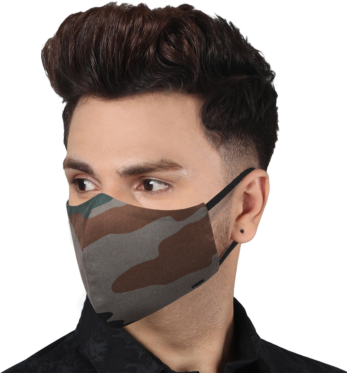 Image of MASQ 4 Layer Protective, 100% Cotton Cloth Face Mask Combo for Men with Ear Loops Camouflage Combo XL 03 Reusable, Washable Cloth Mask
