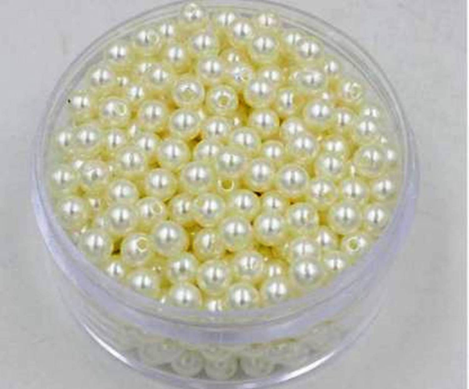 BBS DEAL Cream color Pearl Beads for Jewellery Making, Necklace & Pearls for Embroidery | Round Shape (Pieces, 6MM) Psc (200)