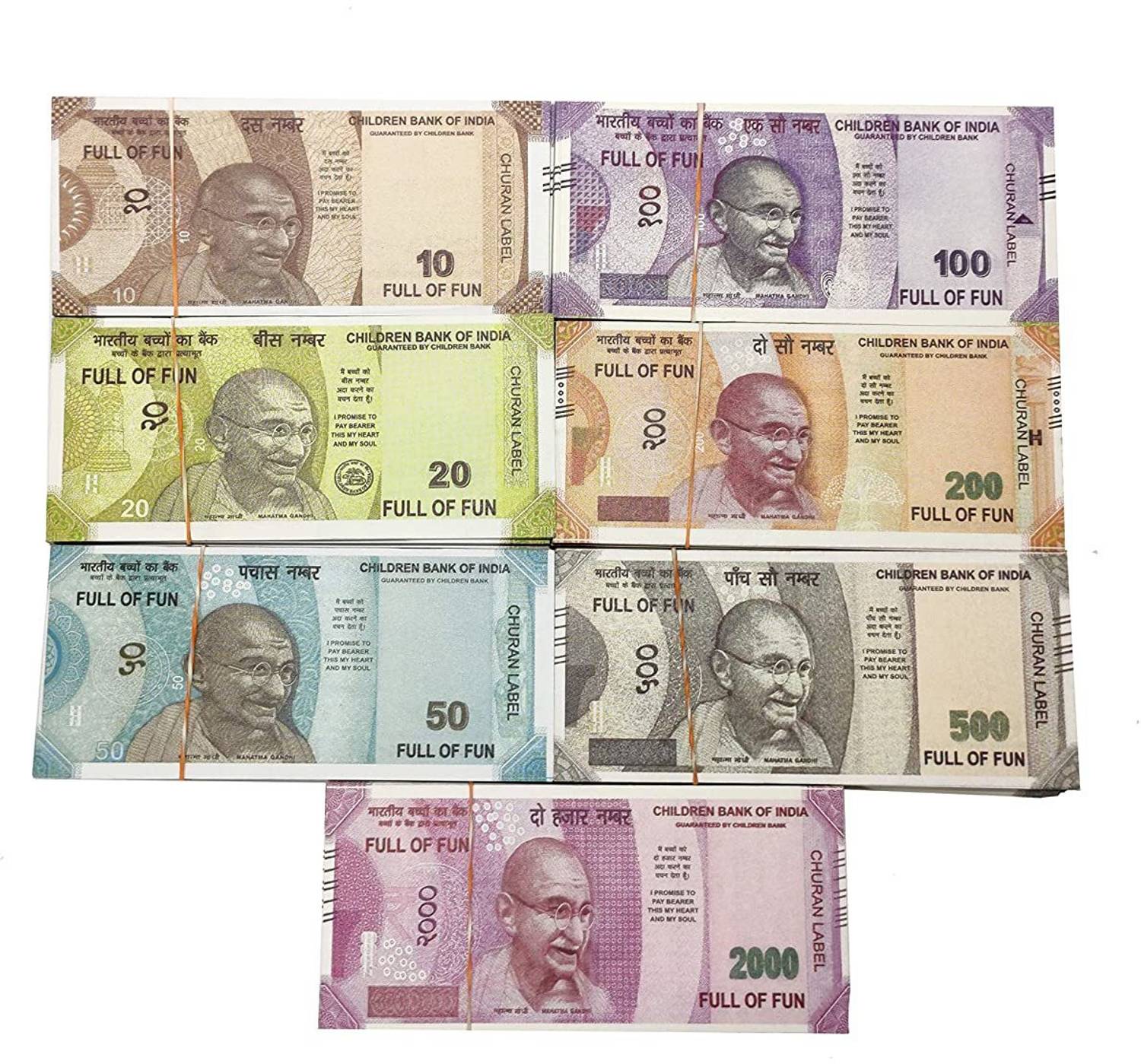 Agnolia Children Banks Style Mania Combo (20 Each x 7=140 Nakli Note) Playing Notes for Fun Paper Kids churan wale Note (( Nakli Note-10,20,50,100,200,500,2000 )) Nakli Indian Notes Gag Toy Dummy Indian Currency Gag Toy