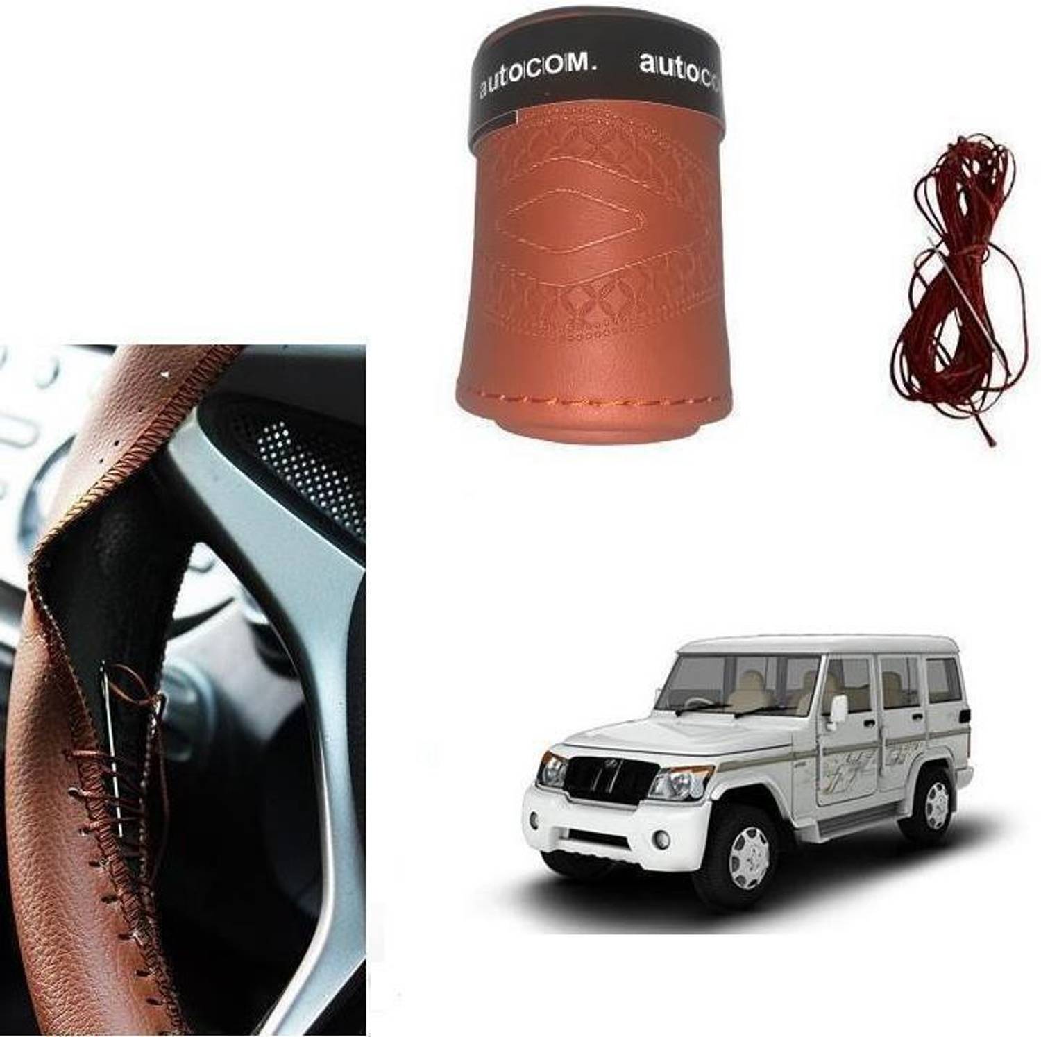 Autocom Hand Stiched Steering Cover For Mahindra Bolero