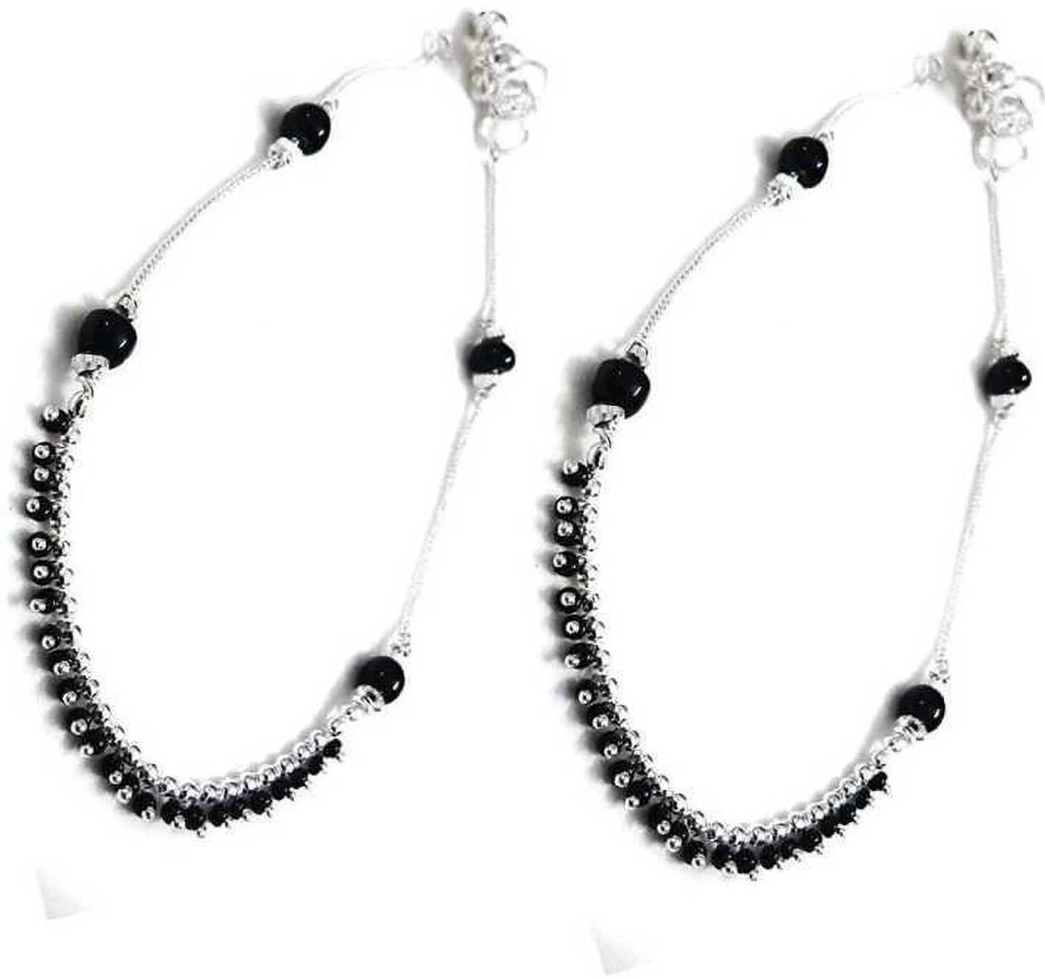 AANYACRYSTAL Black Thread Anklet with Oxidised Hanging for Girls nazariya anklet Stainless Steel Anklet